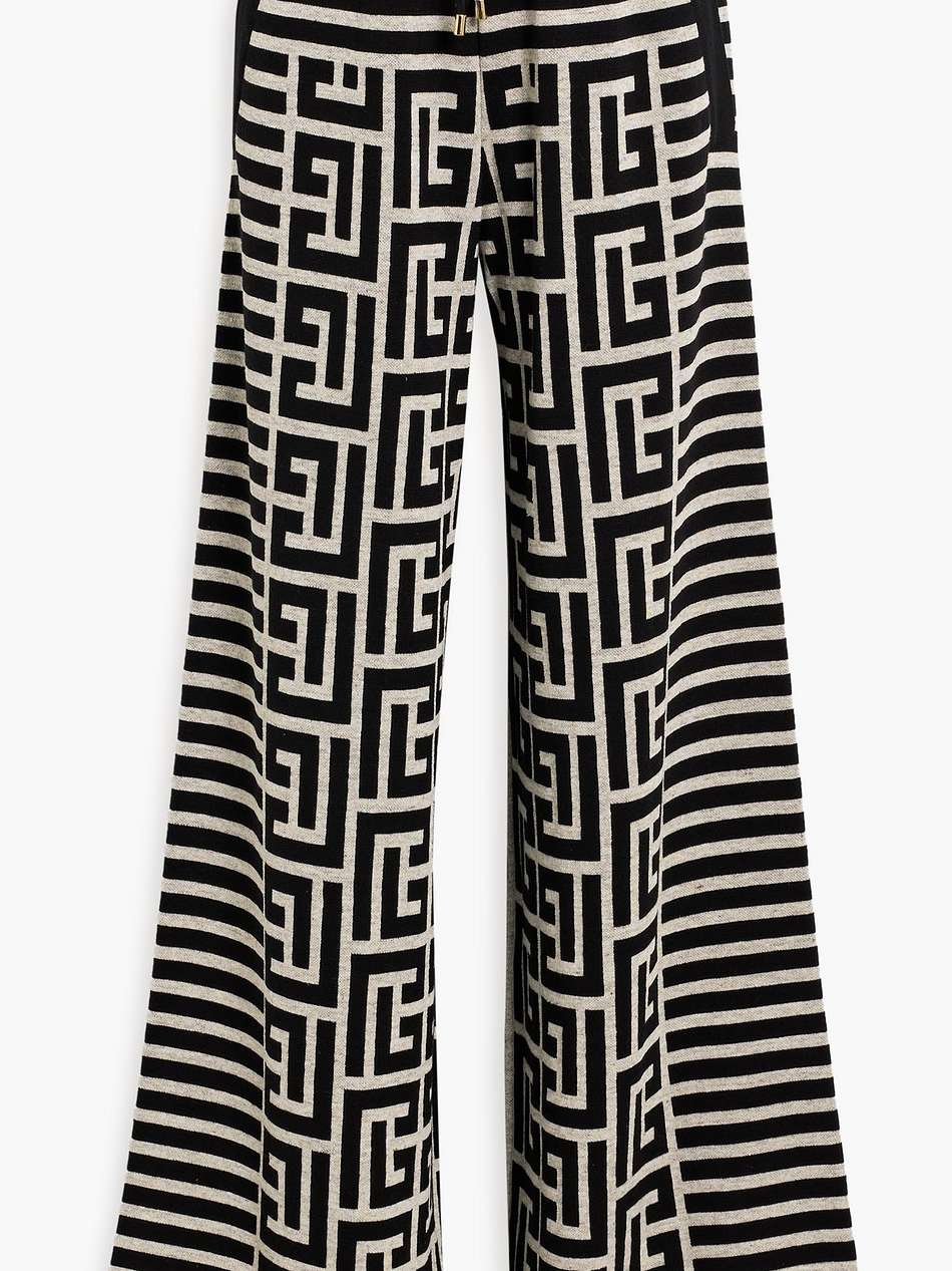 jacquard-knit wool-blend wide-leg pants