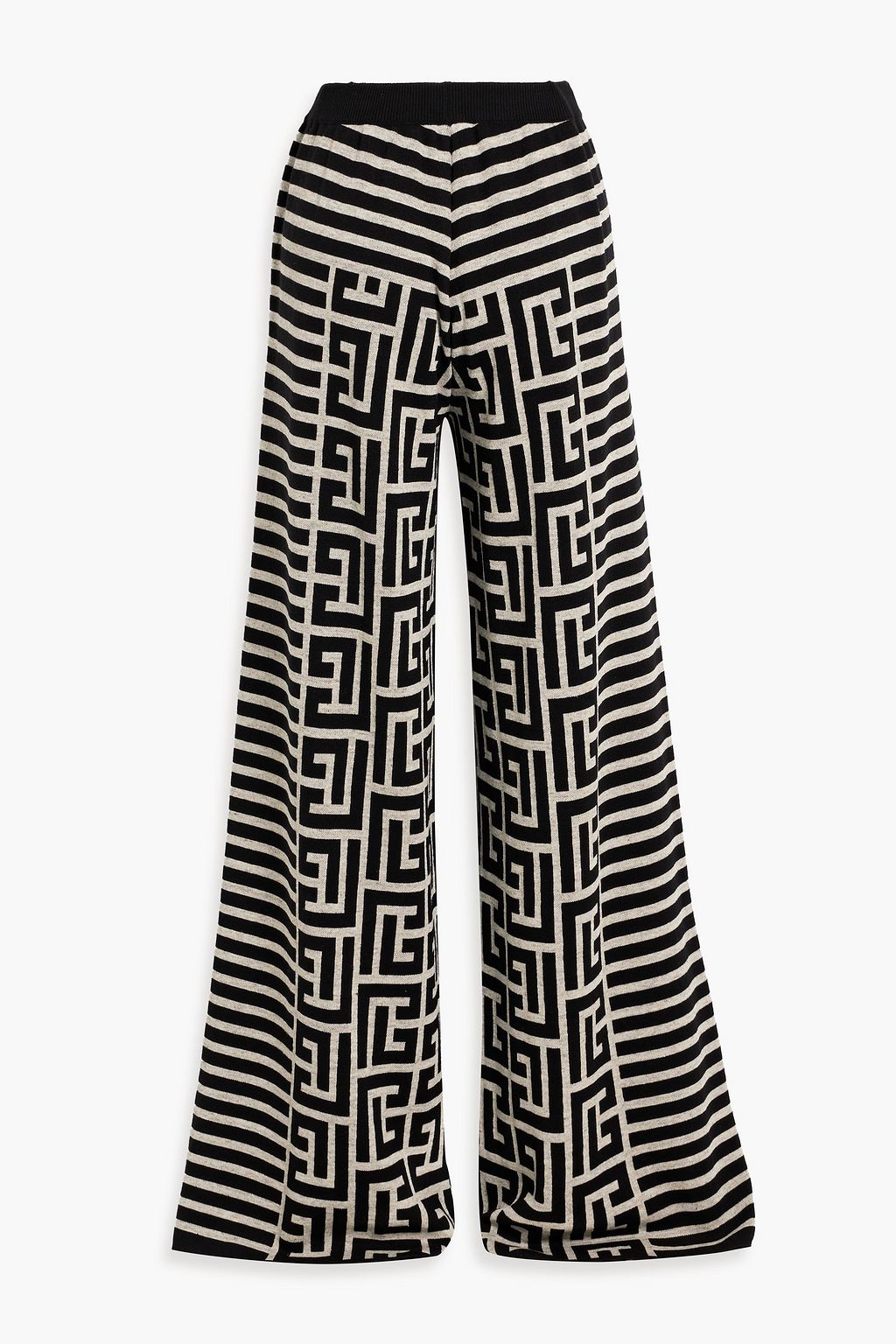 BALMAIN Jacquard-knit wool-blend wide-leg pants