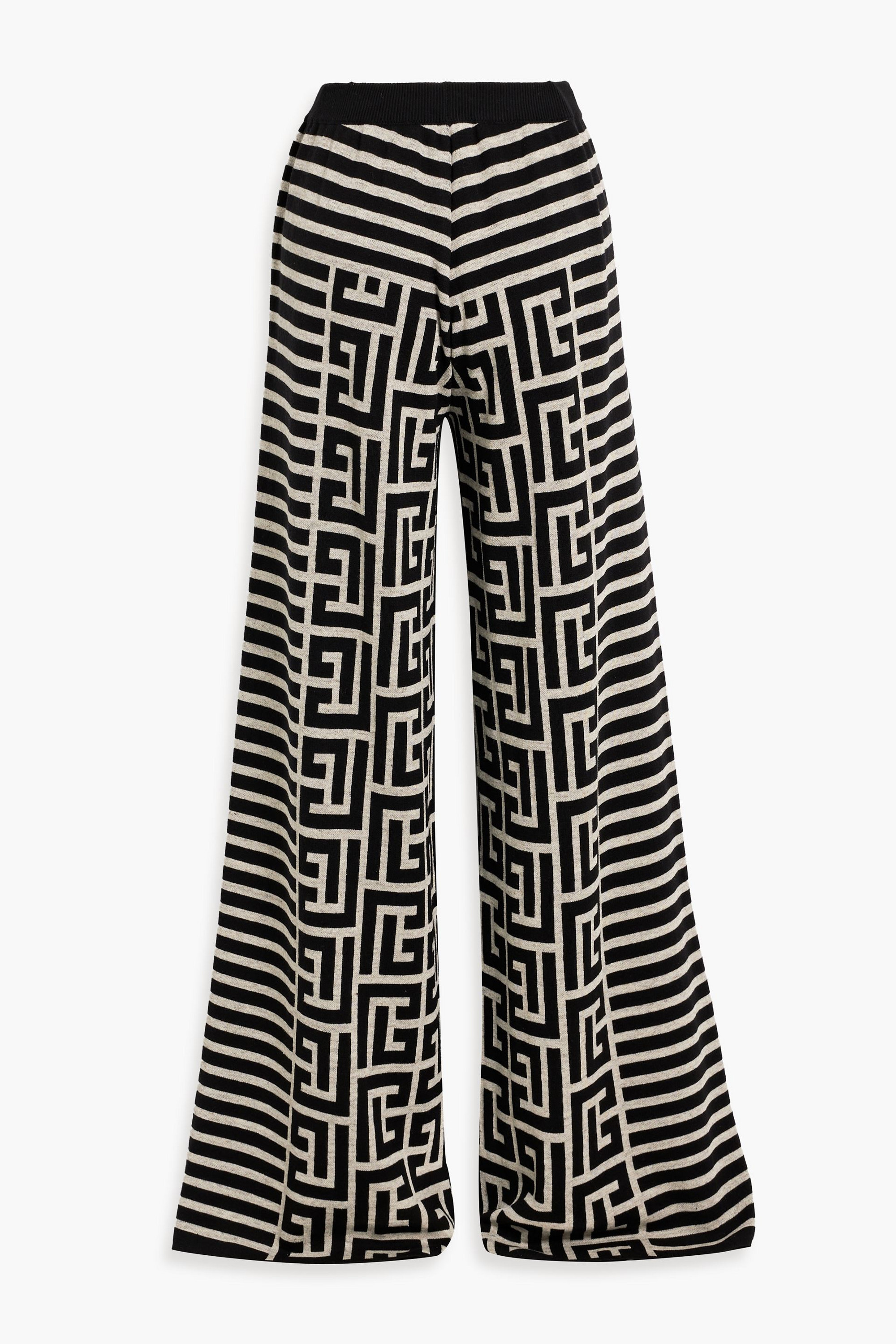Balmain Jacquard-knit wool-blend wide-leg pants