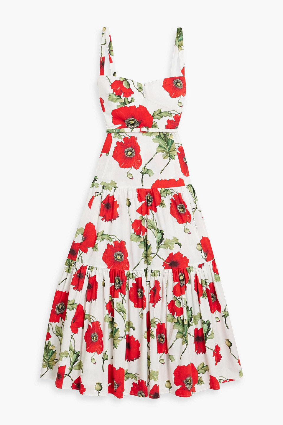 Oscar De La Renta Tiered Floral-print Cotton-blend Poplin Maxi Dress