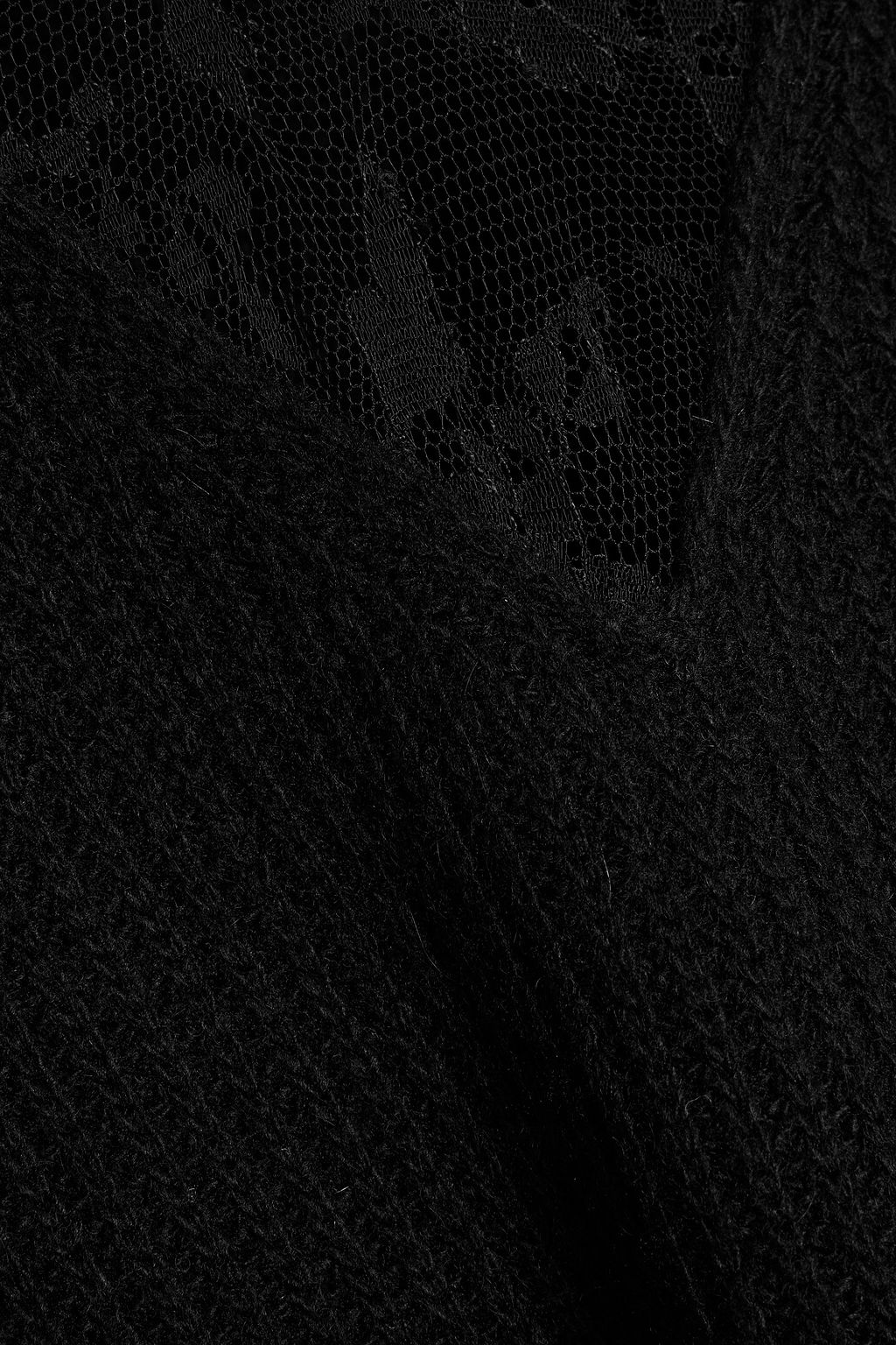 VALENTINO GARAVANI Lace-paneled ribbed wool and cashmere-blend sweater