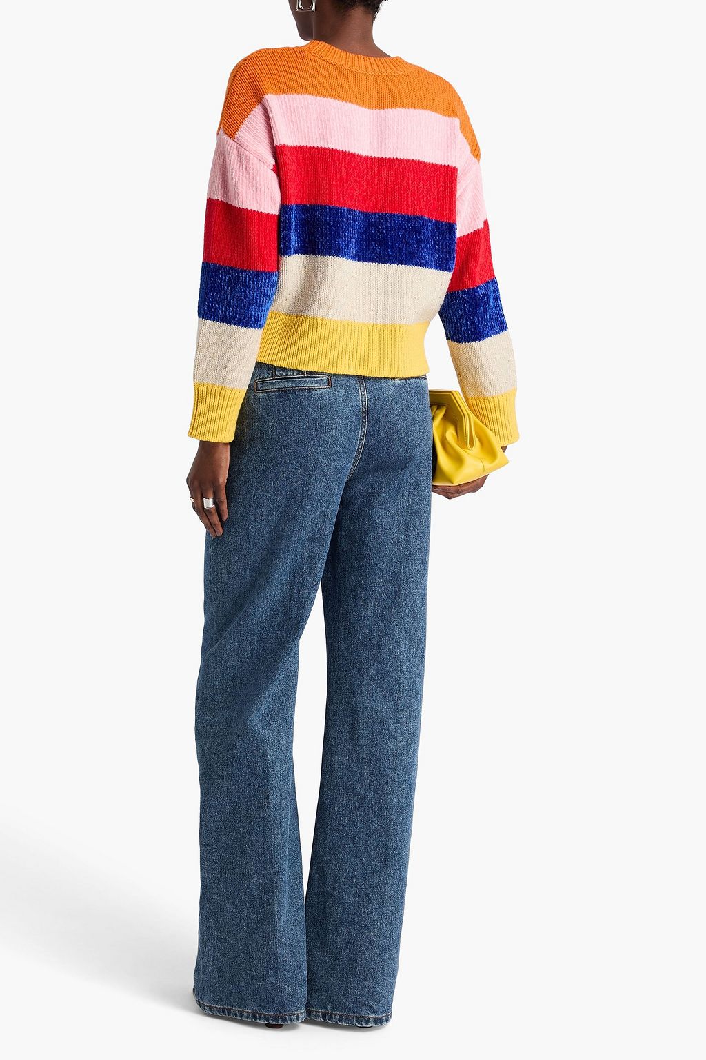 ALICE + OLIVIA Louie striped ribbed-knit sweater