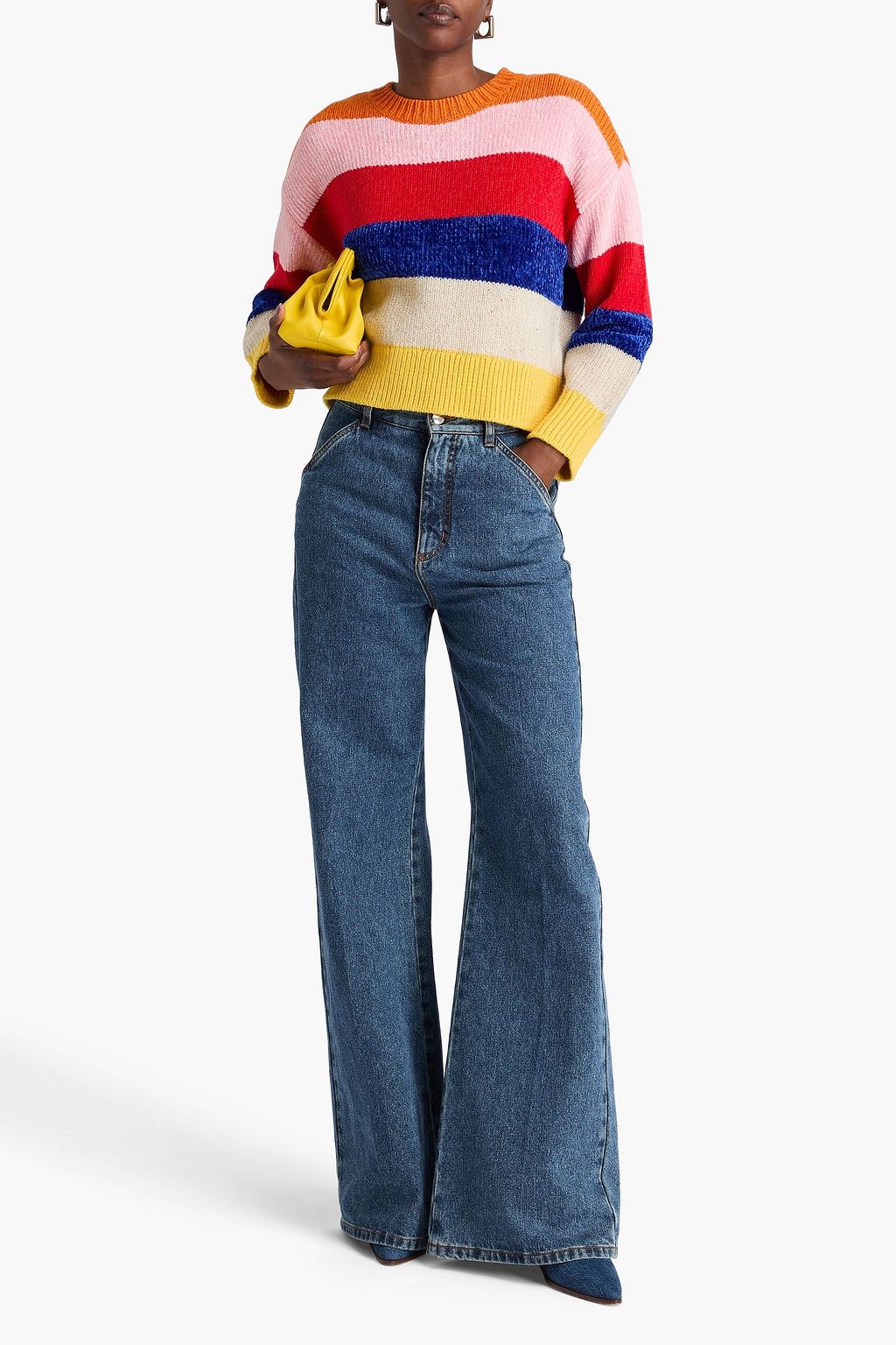 ALICE + OLIVIA Louie striped ribbed-knit sweater