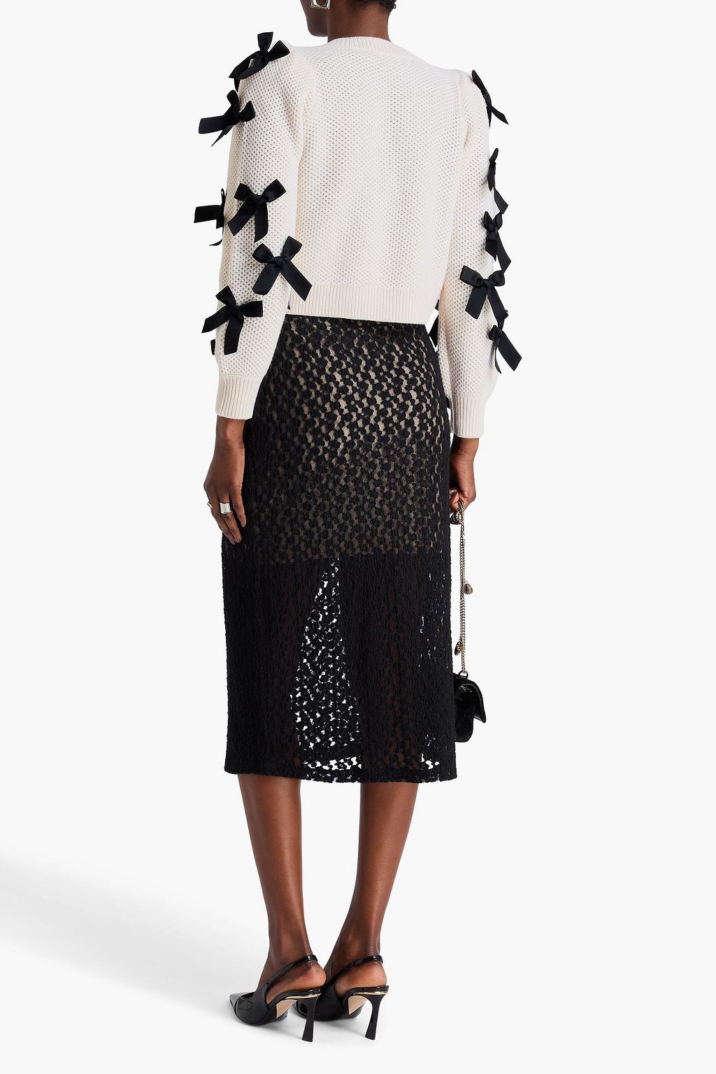 ALICE + OLIVIA Bow-detailed wool-blend cardigan