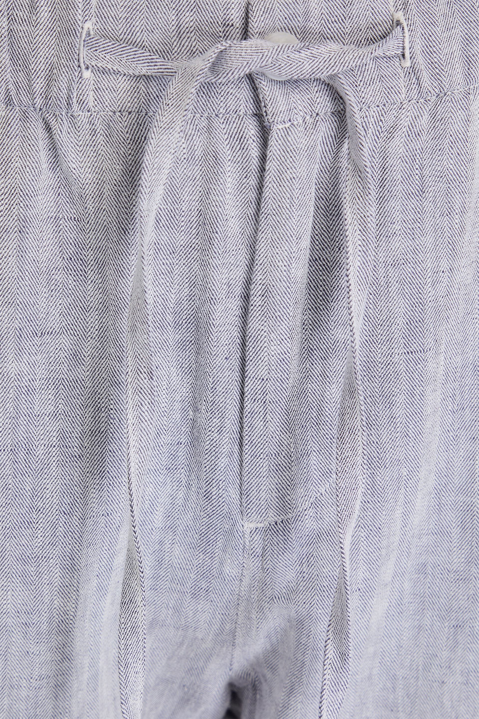 Frescobol Carioca Rocha Herringbone Cotton And Linen-blend Drawstring Pants