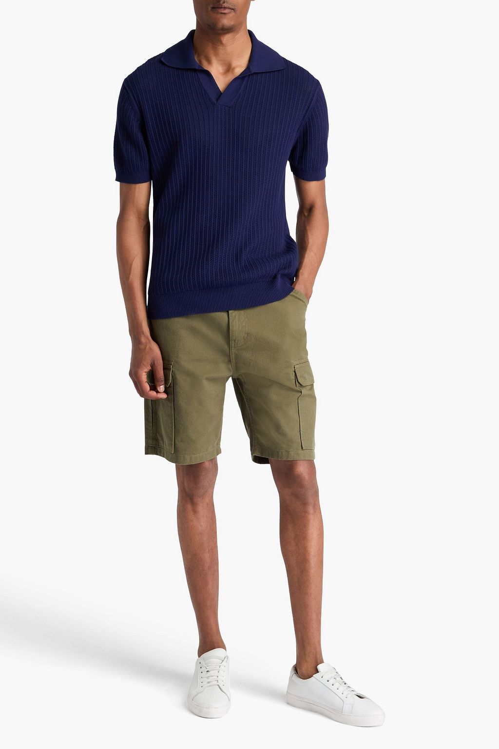 FRESCOBOL CARIOCA Rino pointelle-knit cotton polo shirt
