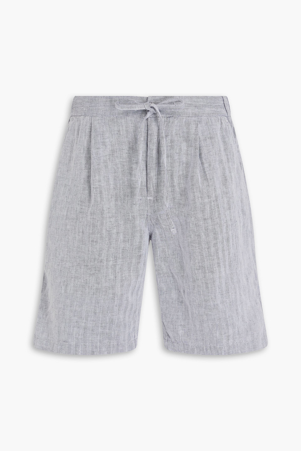 Frescobol Carioca Rui Herringbone Cotton And Linen-blend Drawstring Shorts