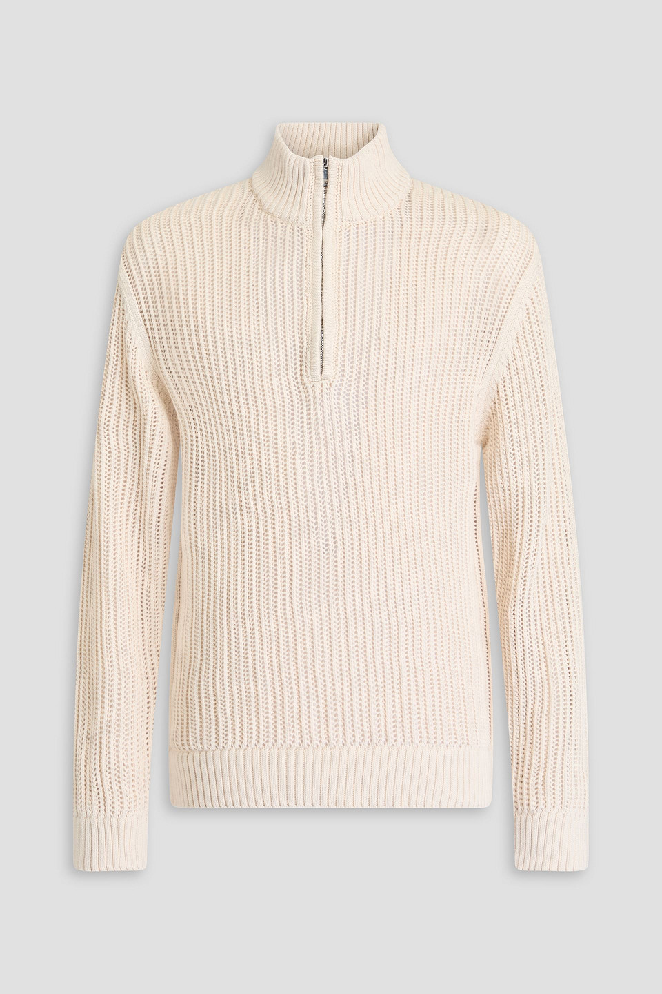 Frescobol Carioca Maximo Ribbed Cotton Half-zip Sweater In Neutral