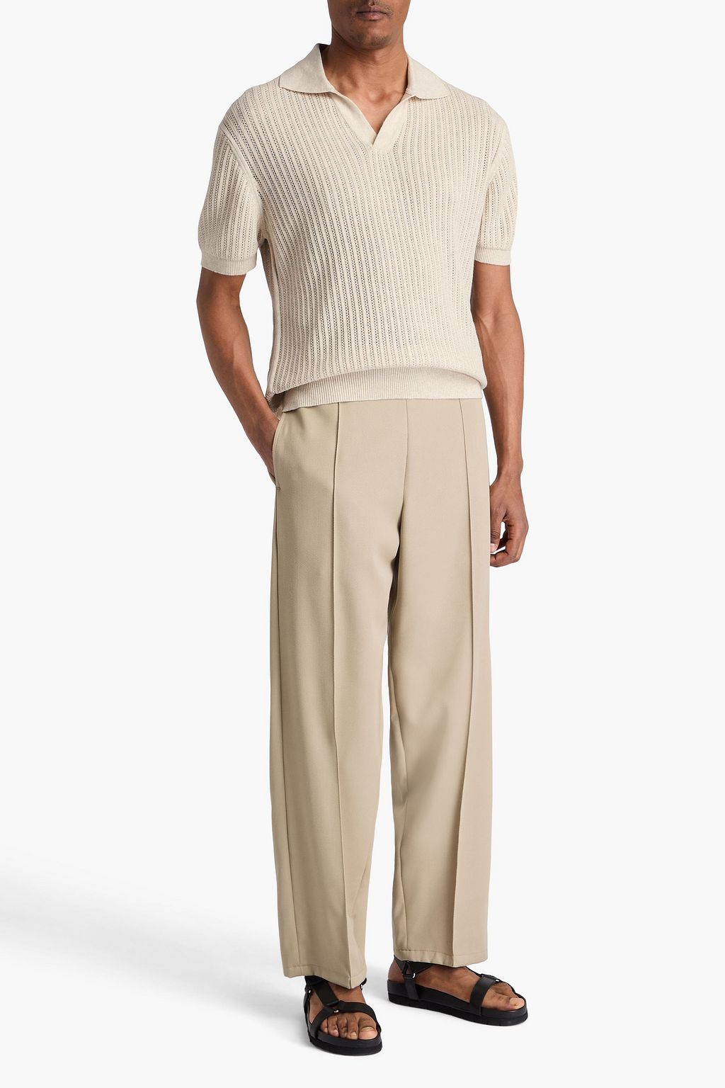 FRESCOBOL CARIOCA Rino pointelle-knit cotton polo shirt