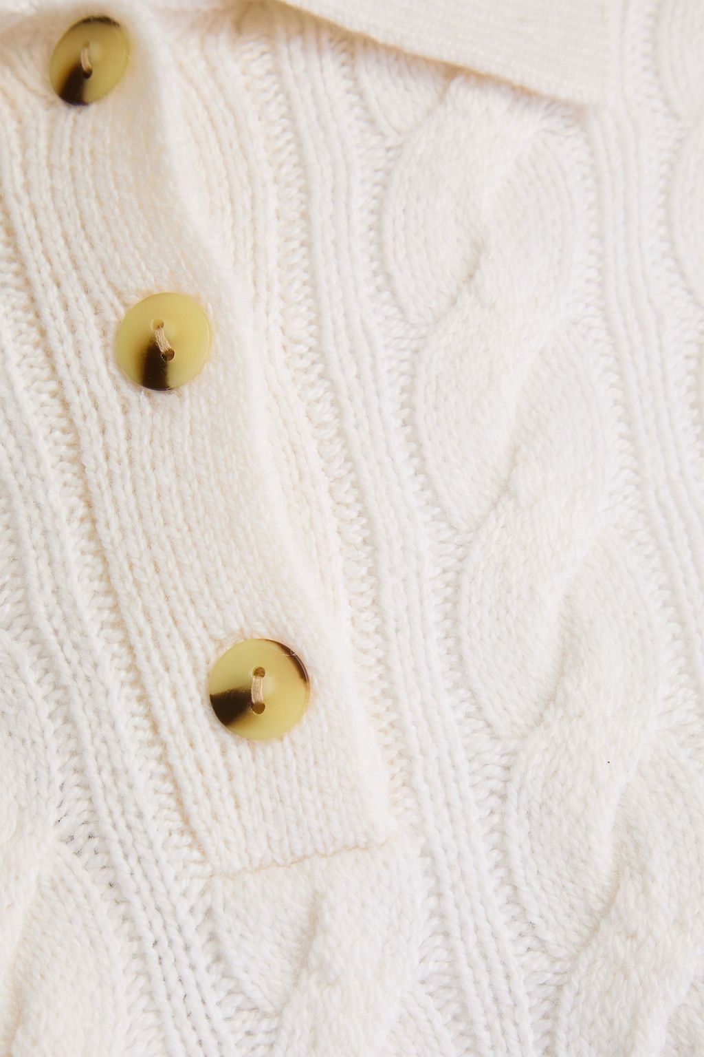 VINCE. Cable-knit wool-blend polo sweater