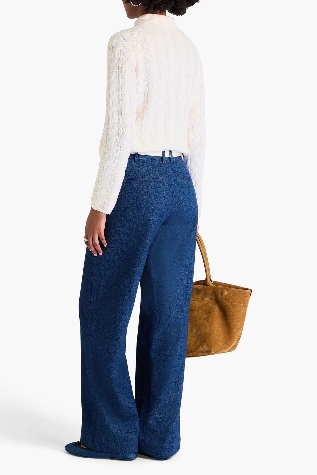 VINCE. Cable-knit wool-blend polo sweater