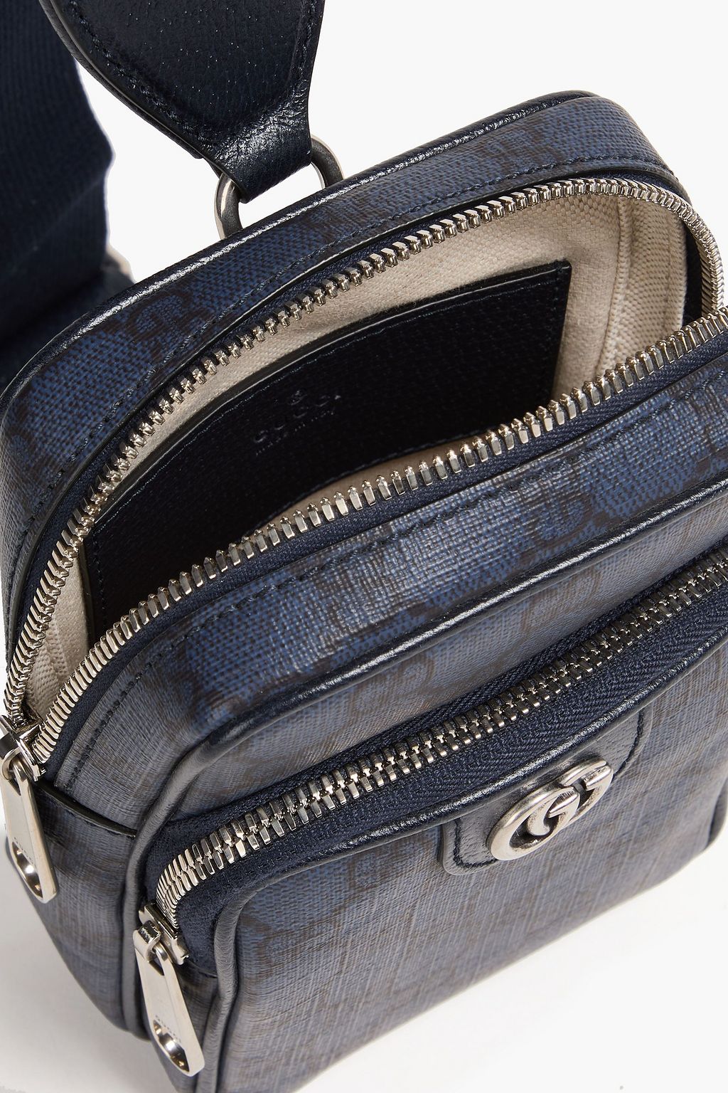 GUCCI Ophidia leather-trimmed coated-canvas backpack