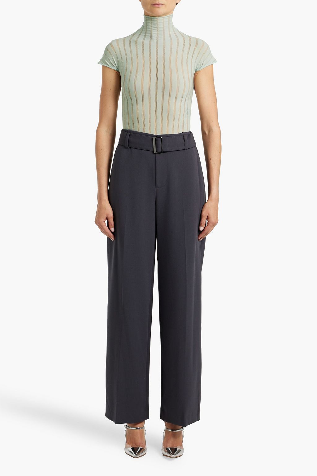 ALAÏA Pointelle-knit turtleneck bodysuit