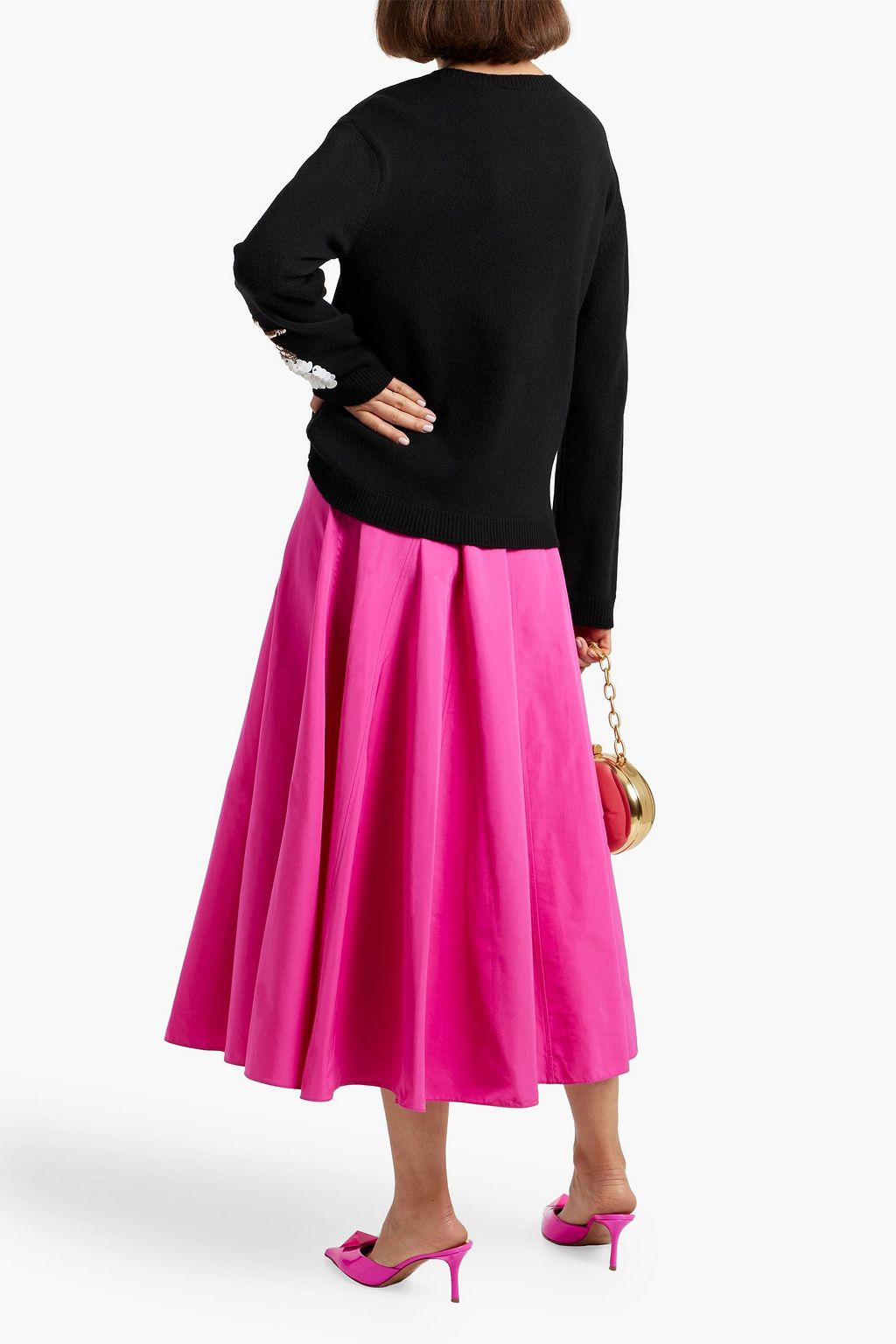 VALENTINO GARAVANI Cotton-blend faille midi skirt