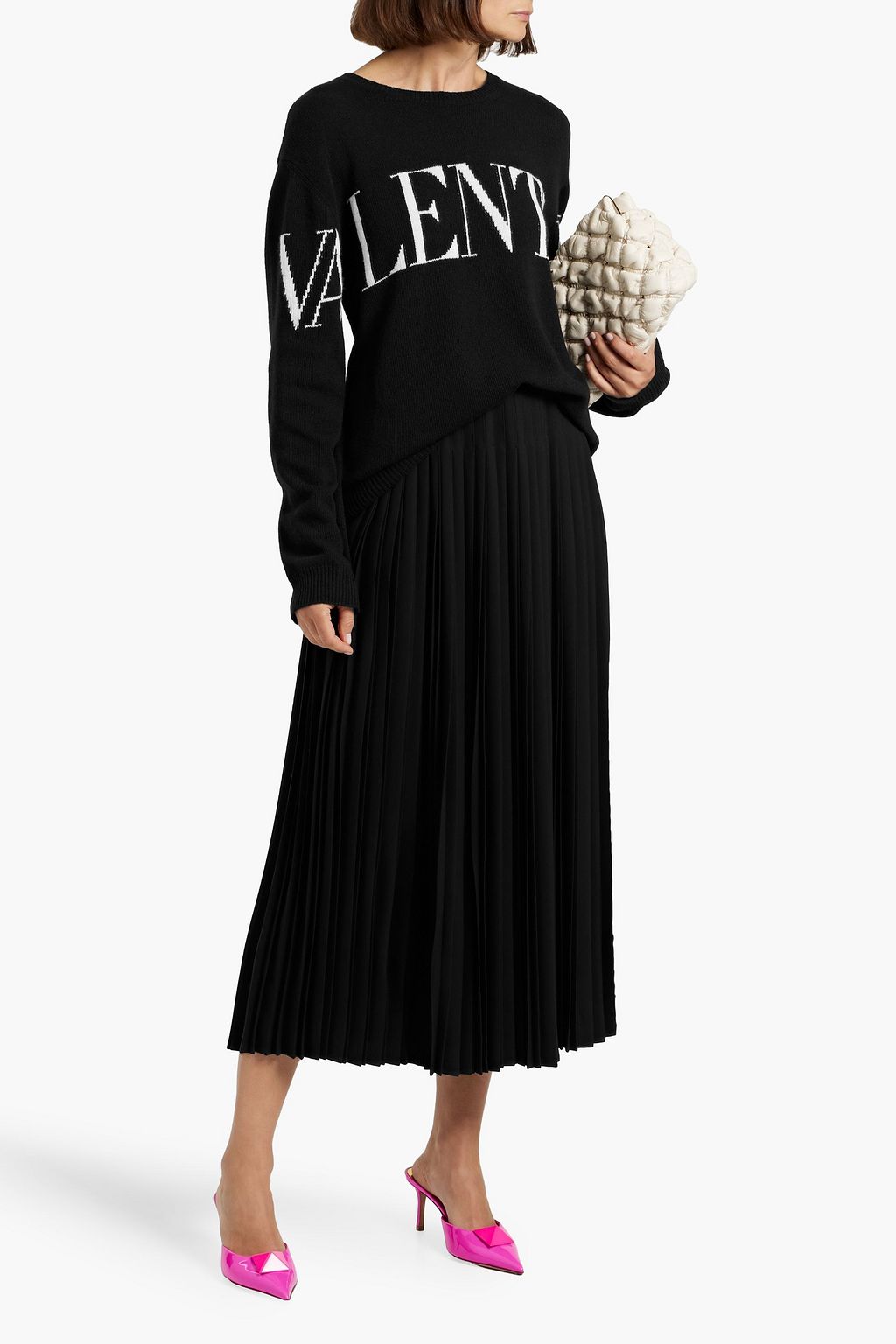 VALENTINO GARAVANI Pleated silk midi skirt | THE OUTNET