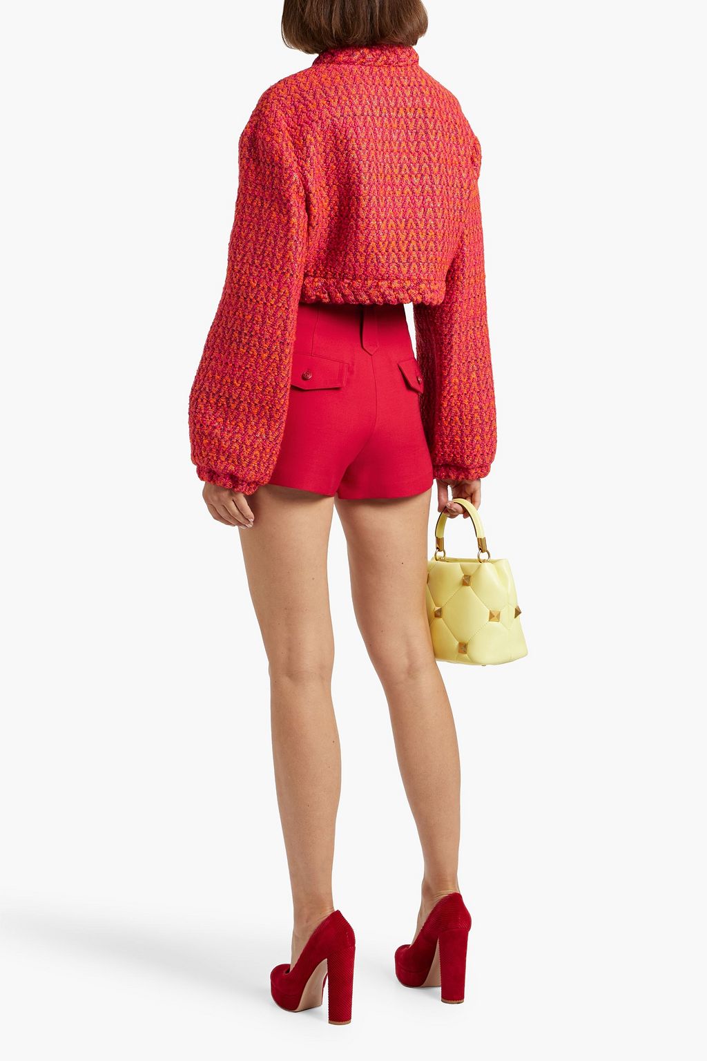 VALENTINO GARAVANI Cropped wool-blend bouclé-tweed jacket