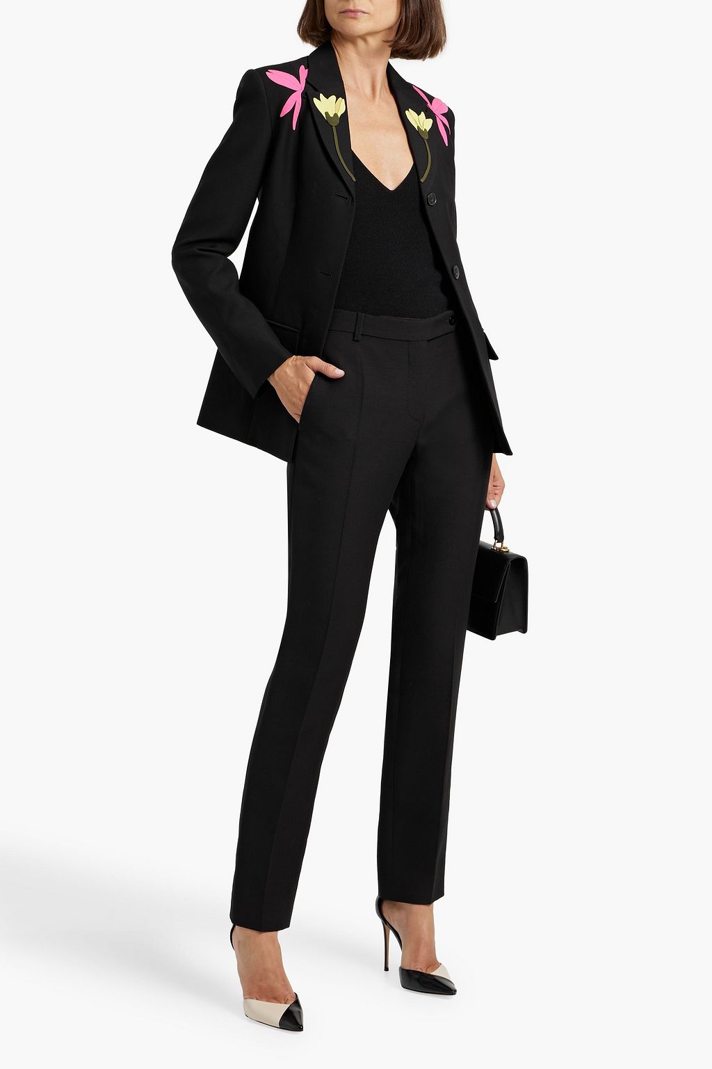 VALENTINO GARAVANI Appliquéd wool and silk-blend crepe blazer