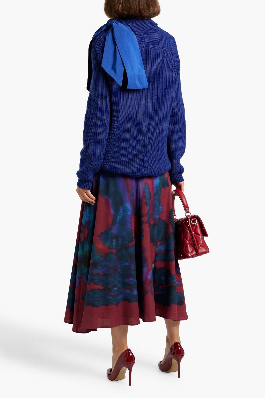 VALENTINO GARAVANI Bow-detailed ribbed wool turtleneck sweater