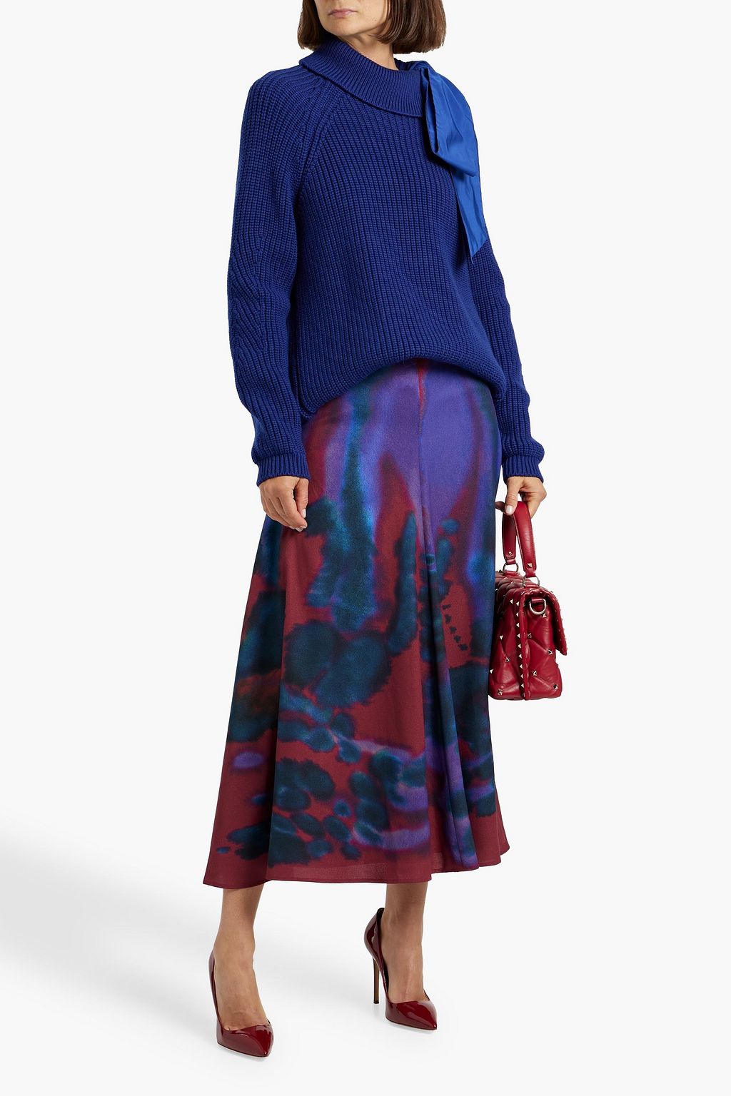 VALENTINO GARAVANI Bow-detailed ribbed wool turtleneck sweater