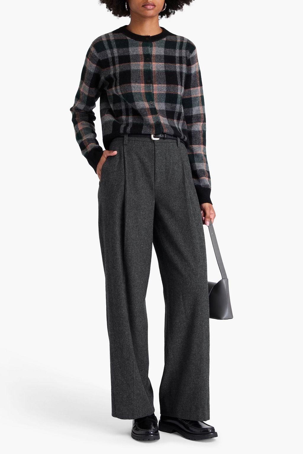 VINCE. ツイル ワイドレッグパンツ ヘリンボーン