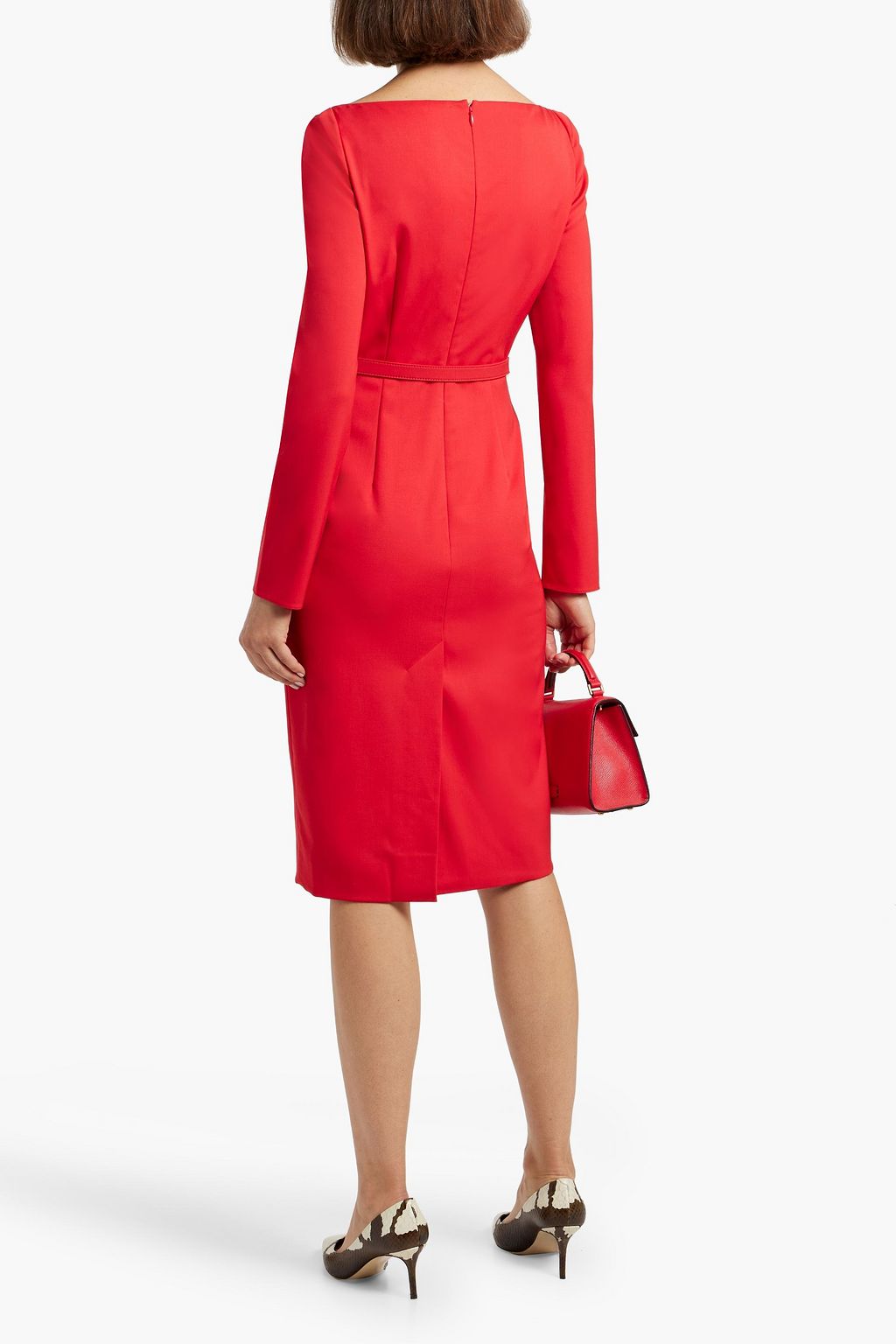 VALENTINO GARAVANI Belted wool-blend crepe dress