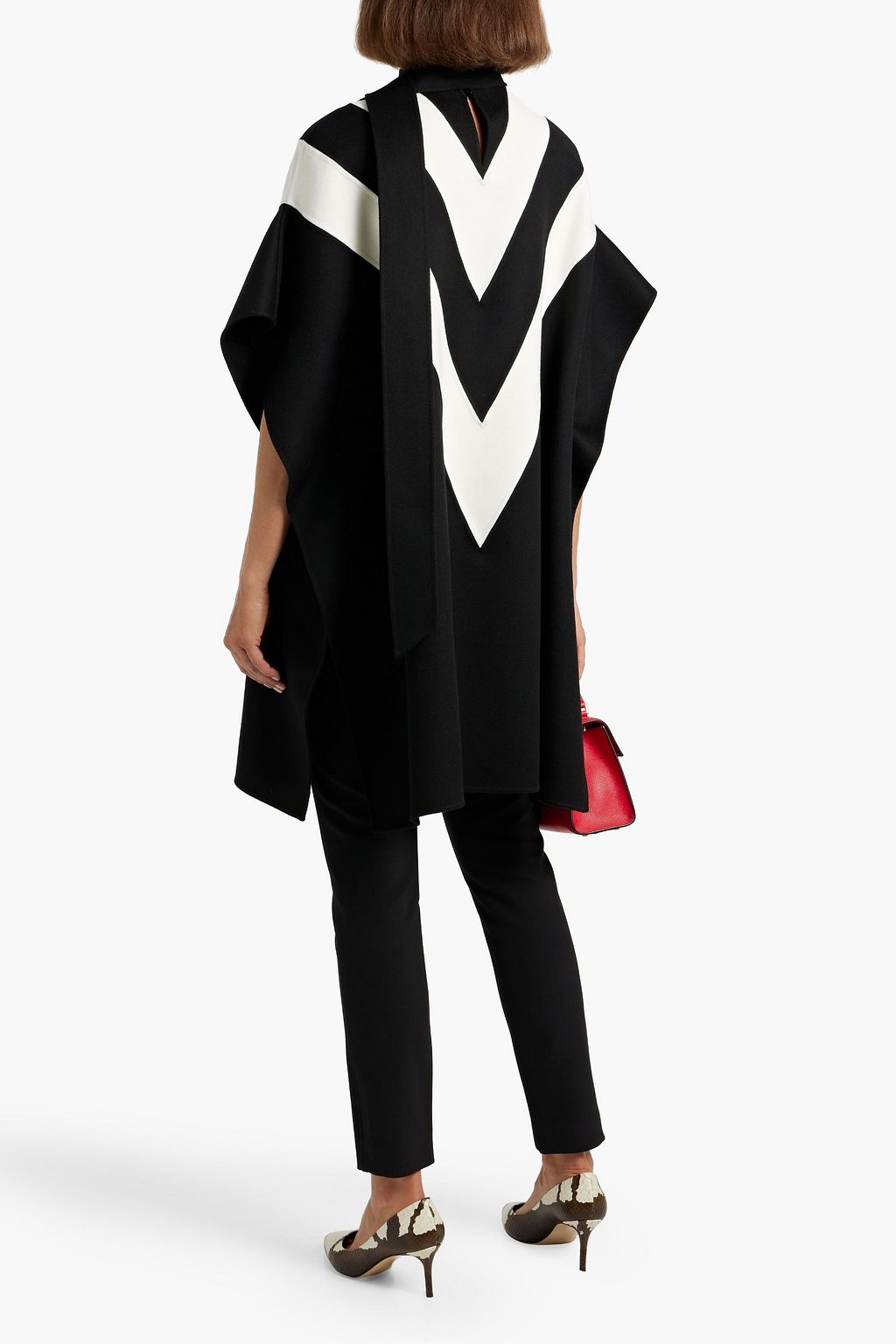 VALENTINO GARAVANI Two-tone wool and cashmere-blend poncho