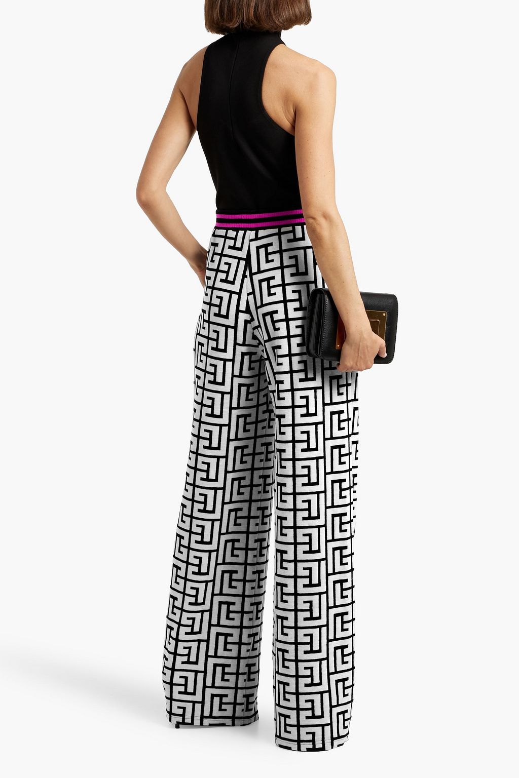 BALMAIN Jacquard-knit wool-blend wide-leg pants