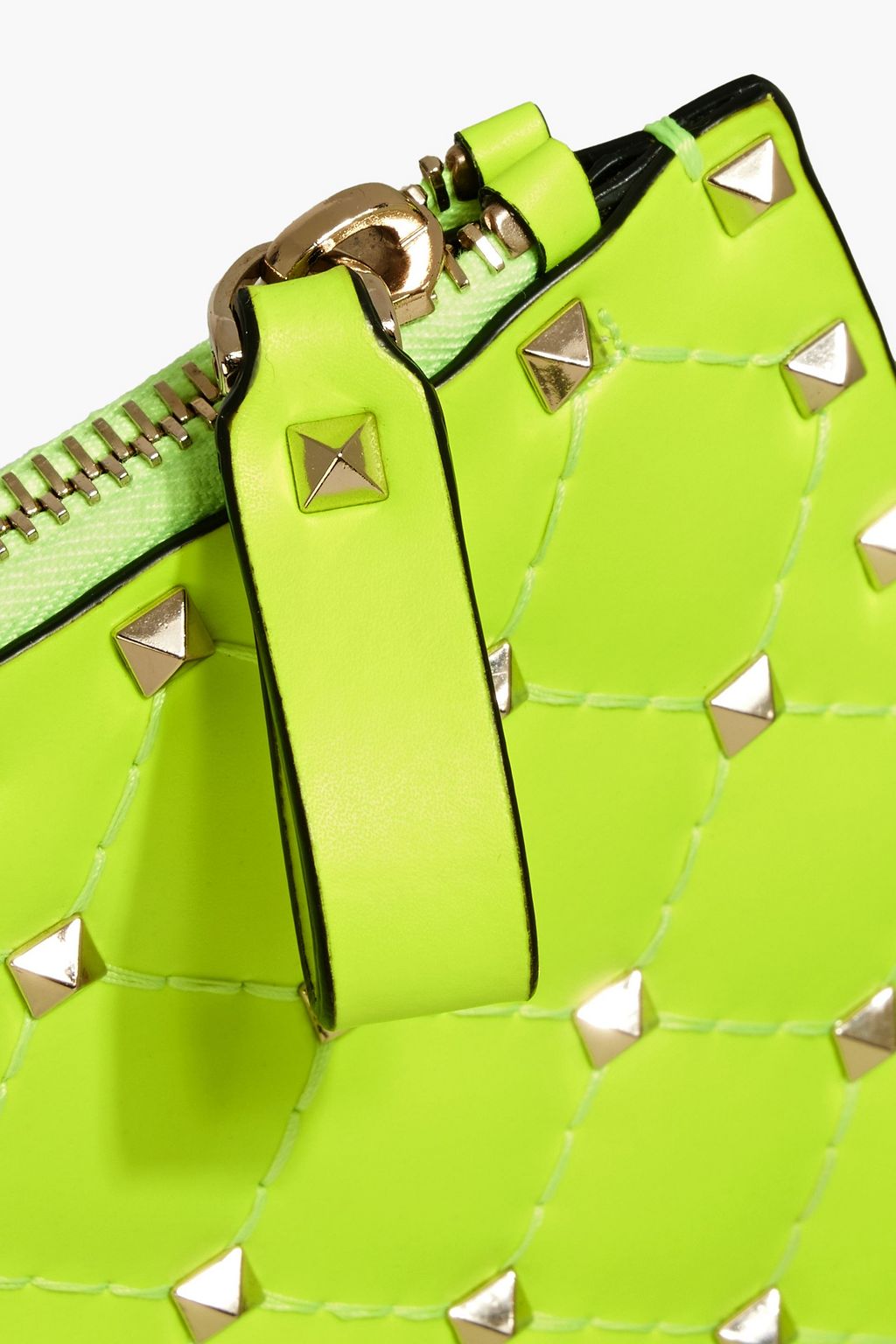 VALENTINO GARAVANI Rockstud neon quilted leather pouch