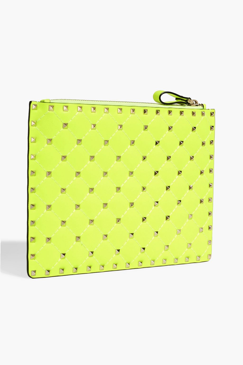 VALENTINO GARAVANI Rockstud neon quilted leather pouch