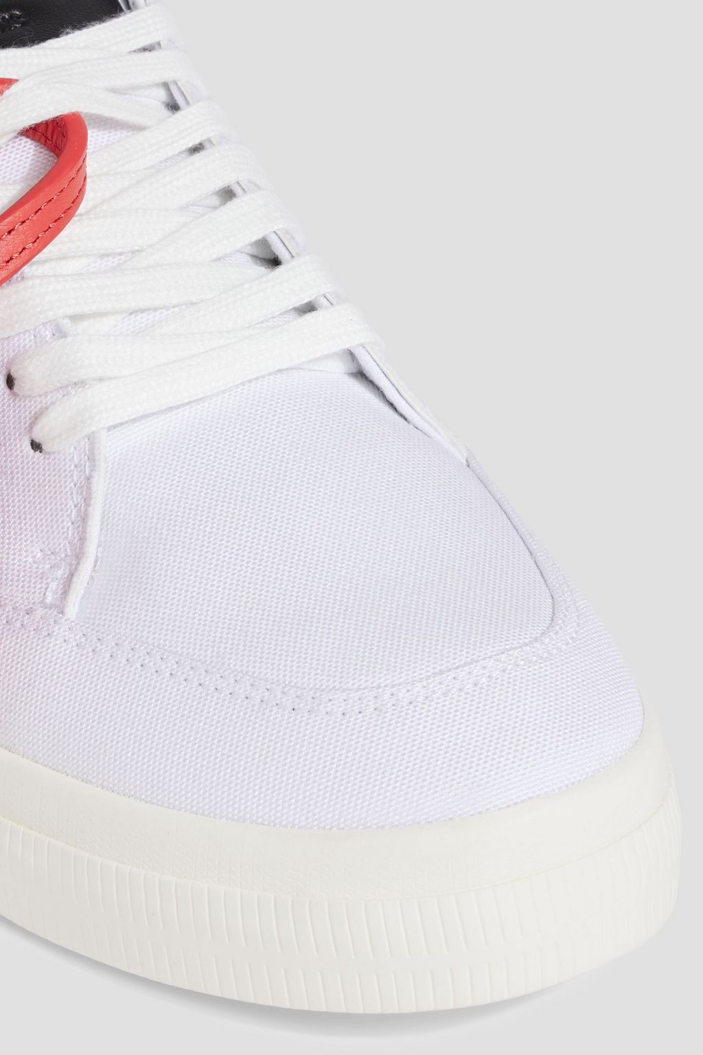 OFF-WHITE™ Vulcanized embroidered leather-trimmed canvas sneakers