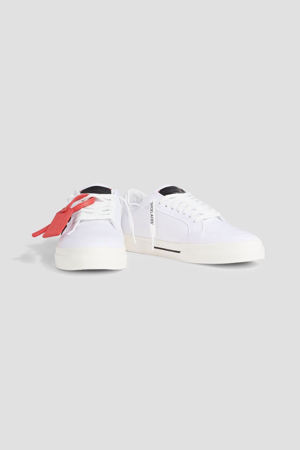 OFF-WHITE™ Vulcanized embroidered leather-trimmed canvas sneakers