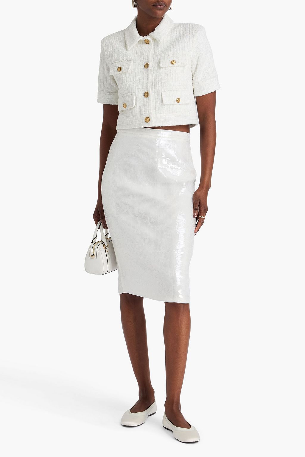 ALICE + OLIVIA Elle metallic tweed jacket