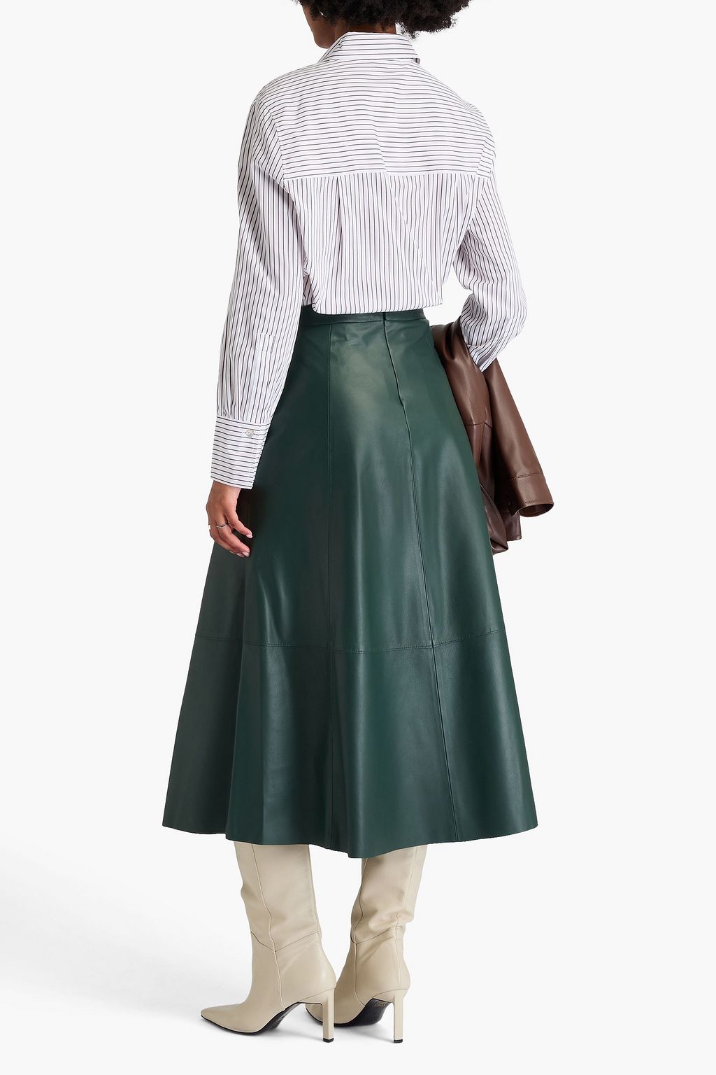 VINCE. Leather midi skirt