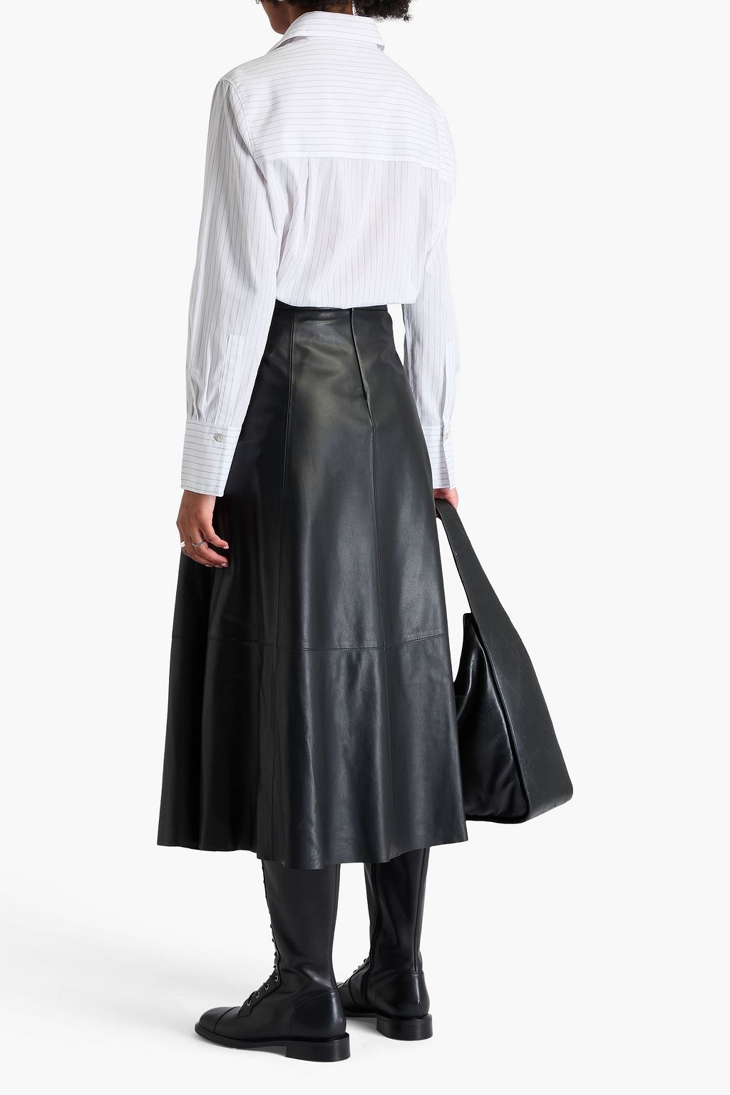 VINCE. Leather midi skirt