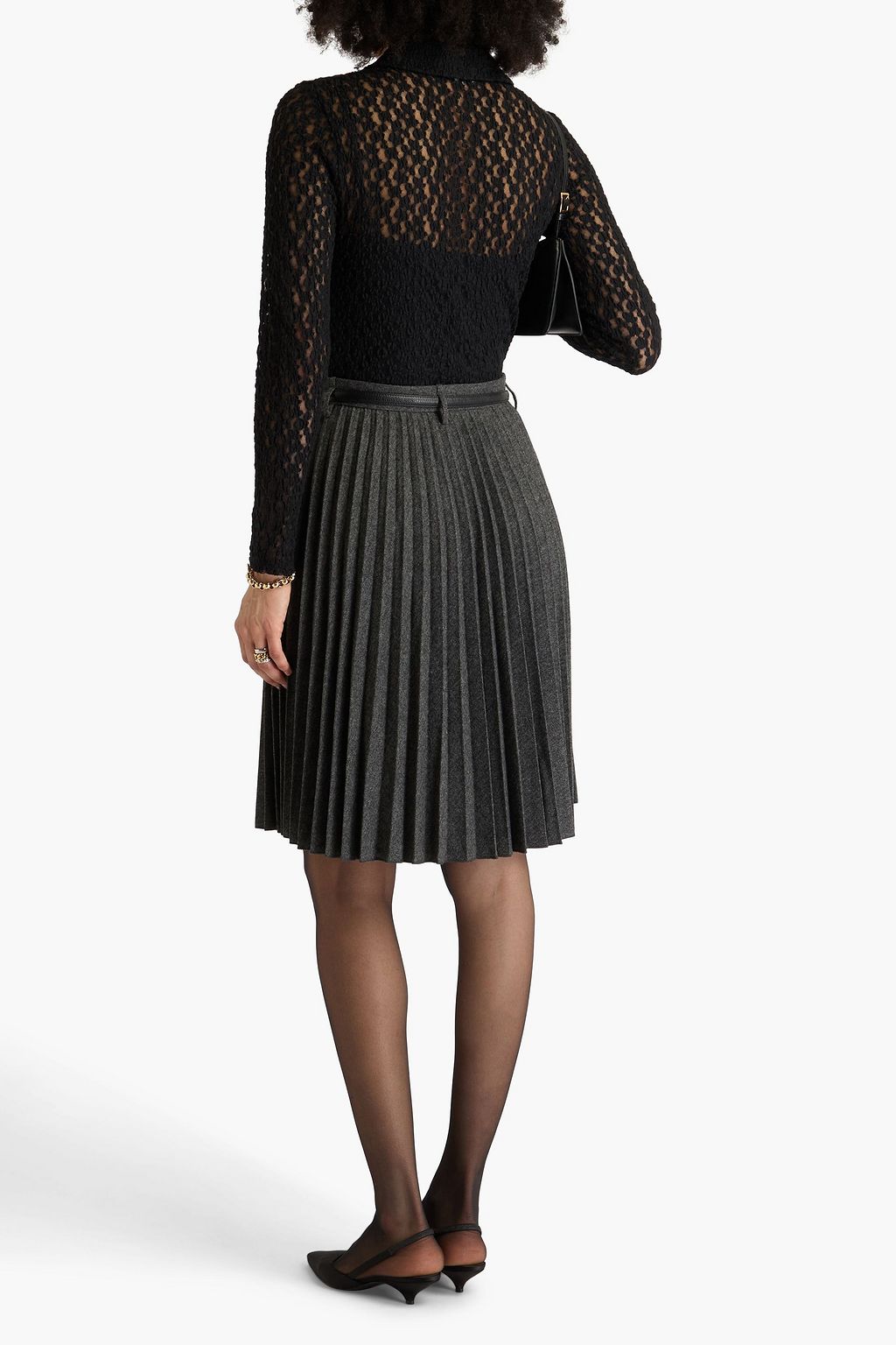 VINCE. Pleated herringbone flannel skirt