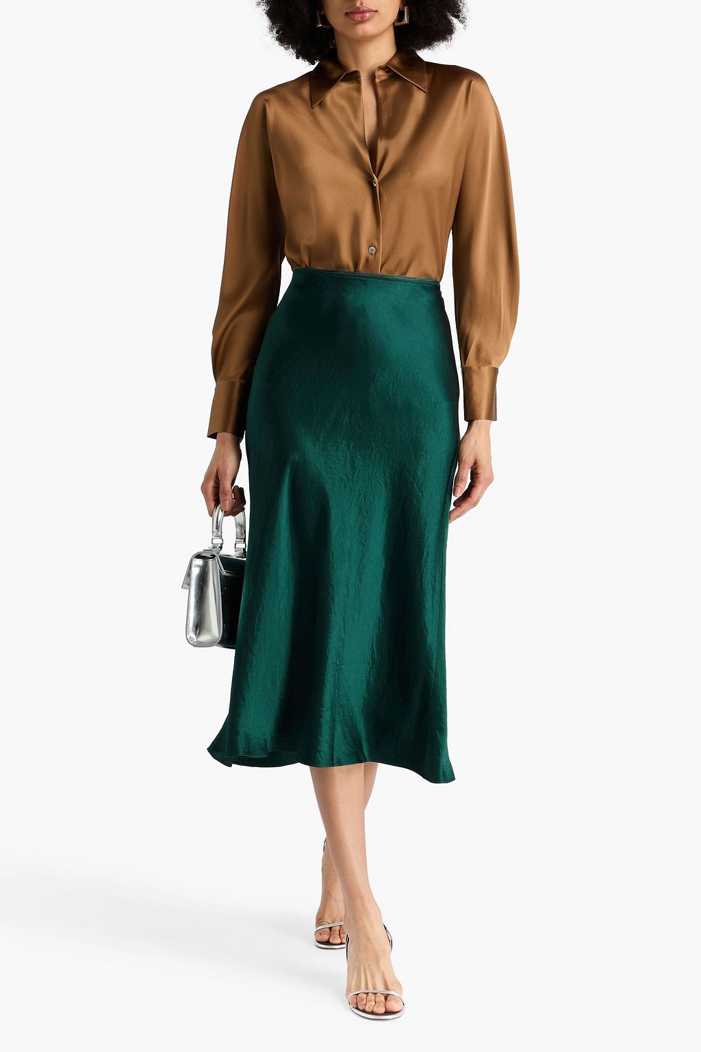 VINCE. Satin midi skirt
