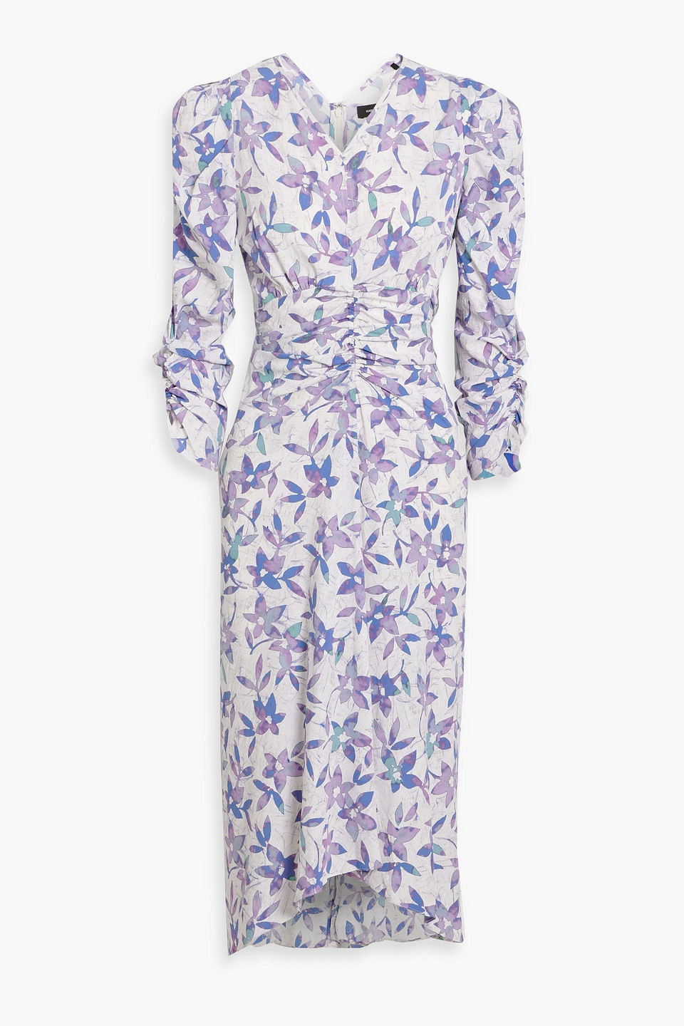 Isabel Marant Albisd Ruched Printed Crepe Midi Dress