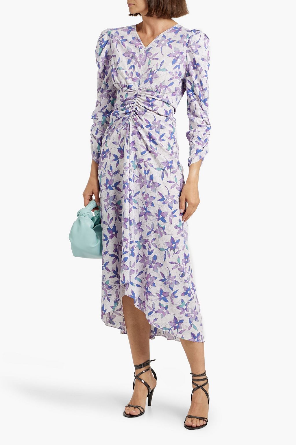 ISABEL MARANT Albisd ruched printed crepe midi dress