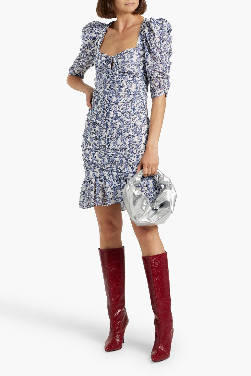 MARANT ÉTOILE Galdino ruched printed cotton-voile mini dress
