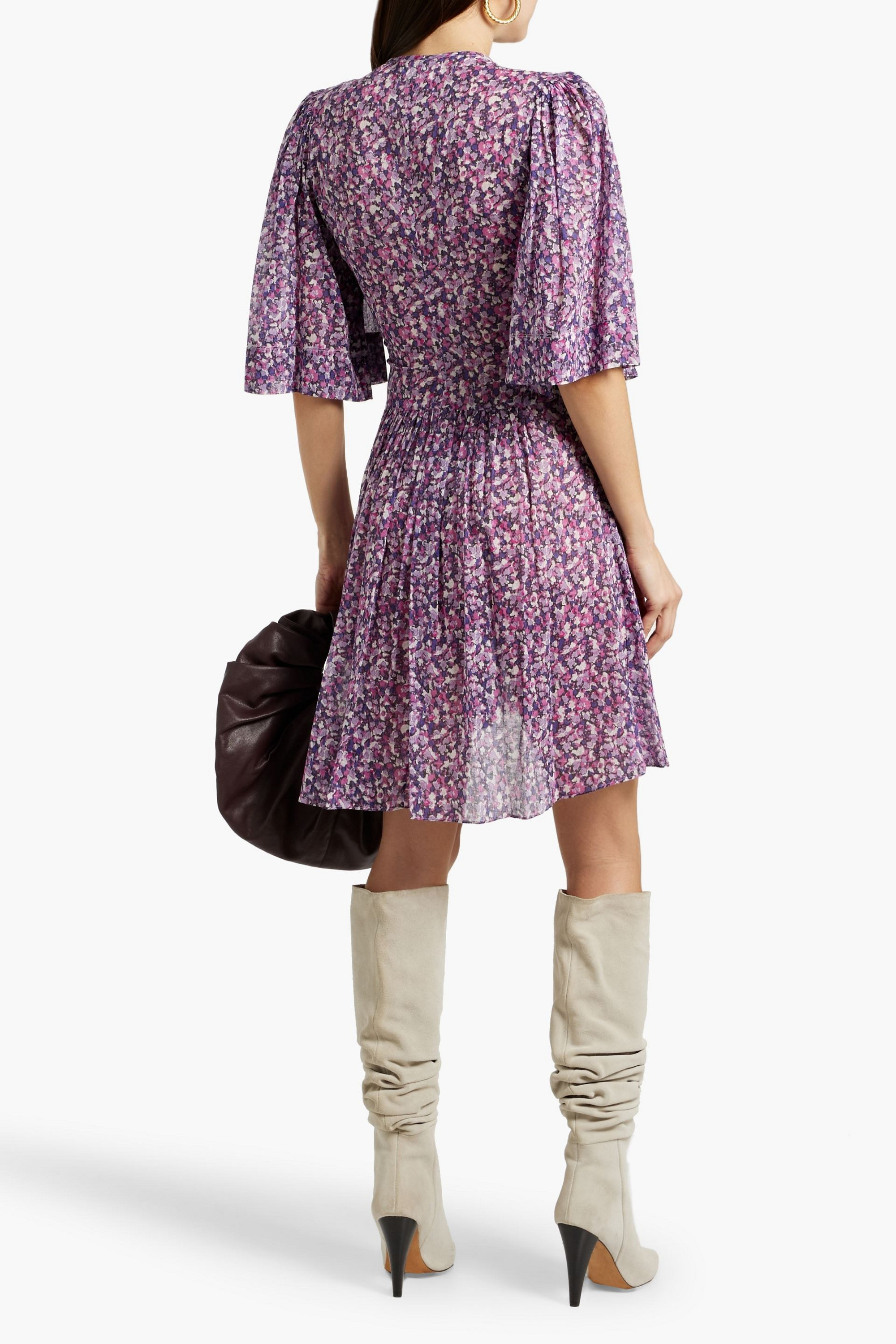 Marant toile - Larili ruched printed cotton-voile mini dress | Plush