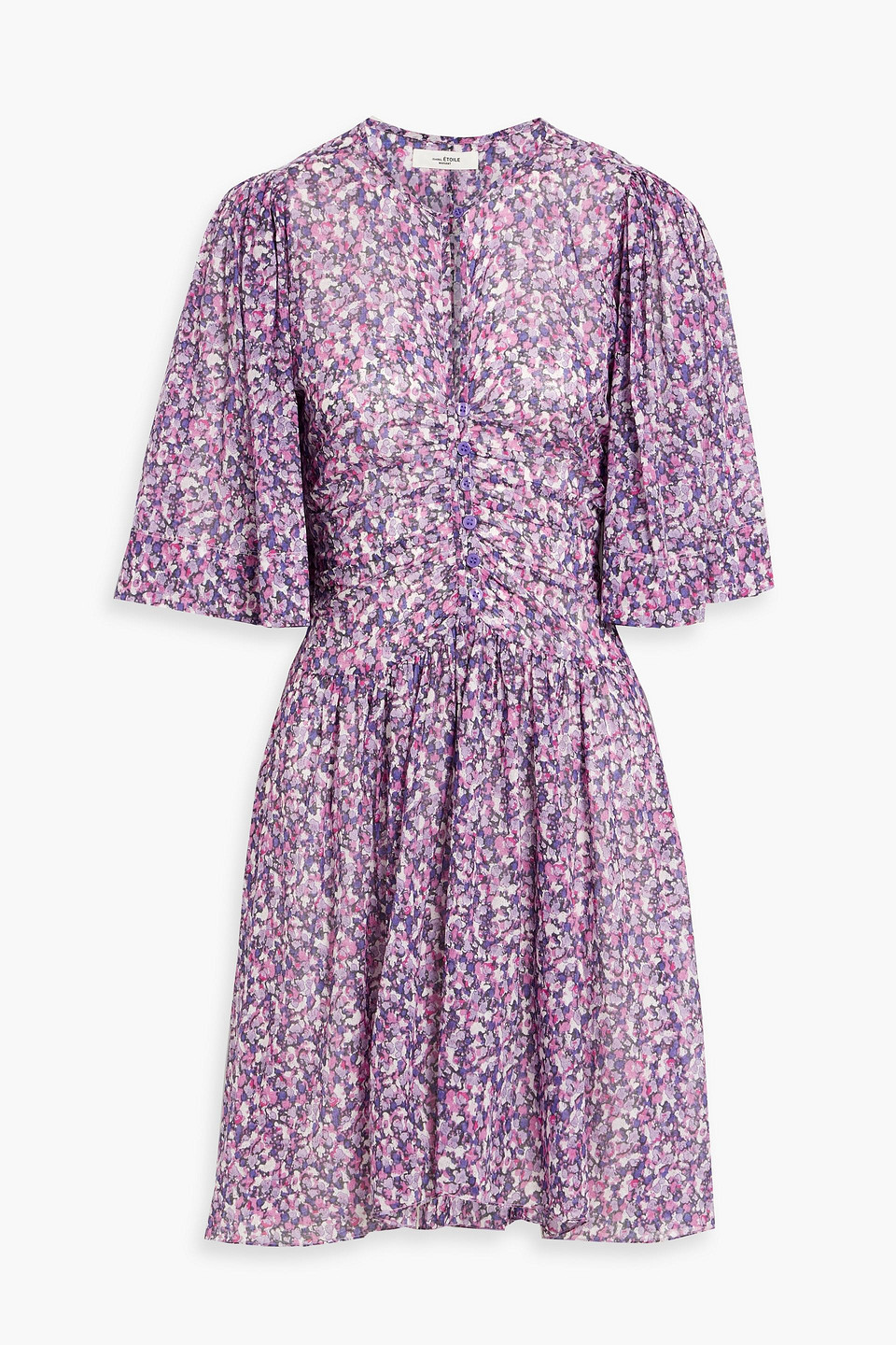 Isabel Marant Étoile Larili Ruched Printed Cotton-voile Mini Dress