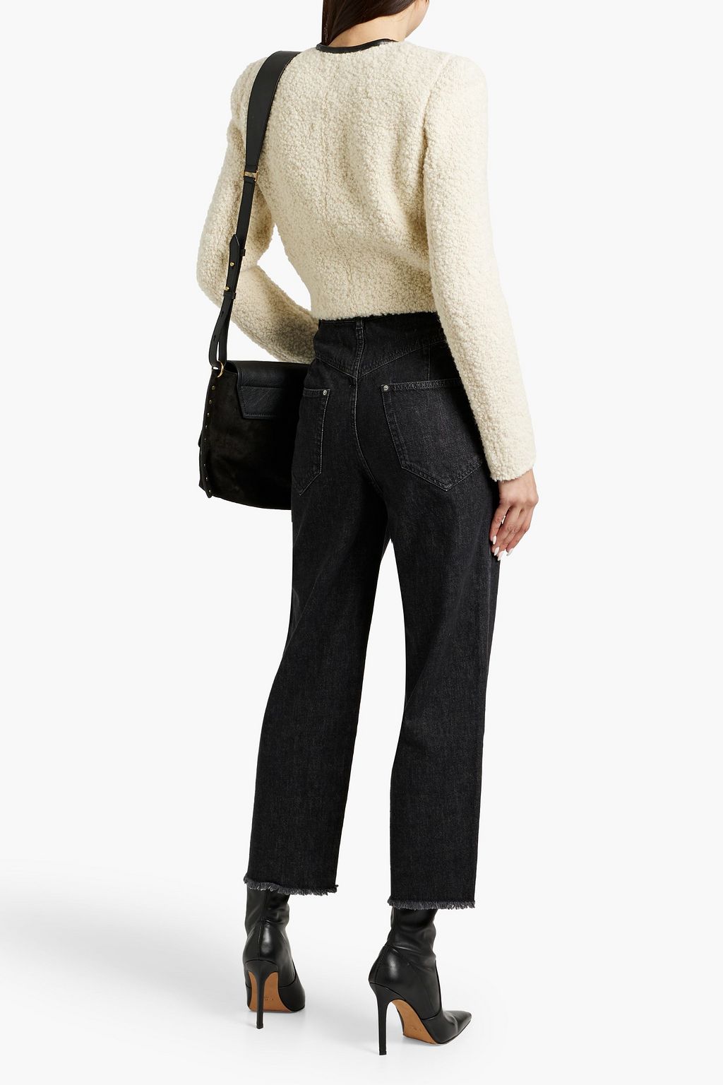ISABEL MARANT Gradilia cropped leather-trimmed wool-blend bouclé jacket