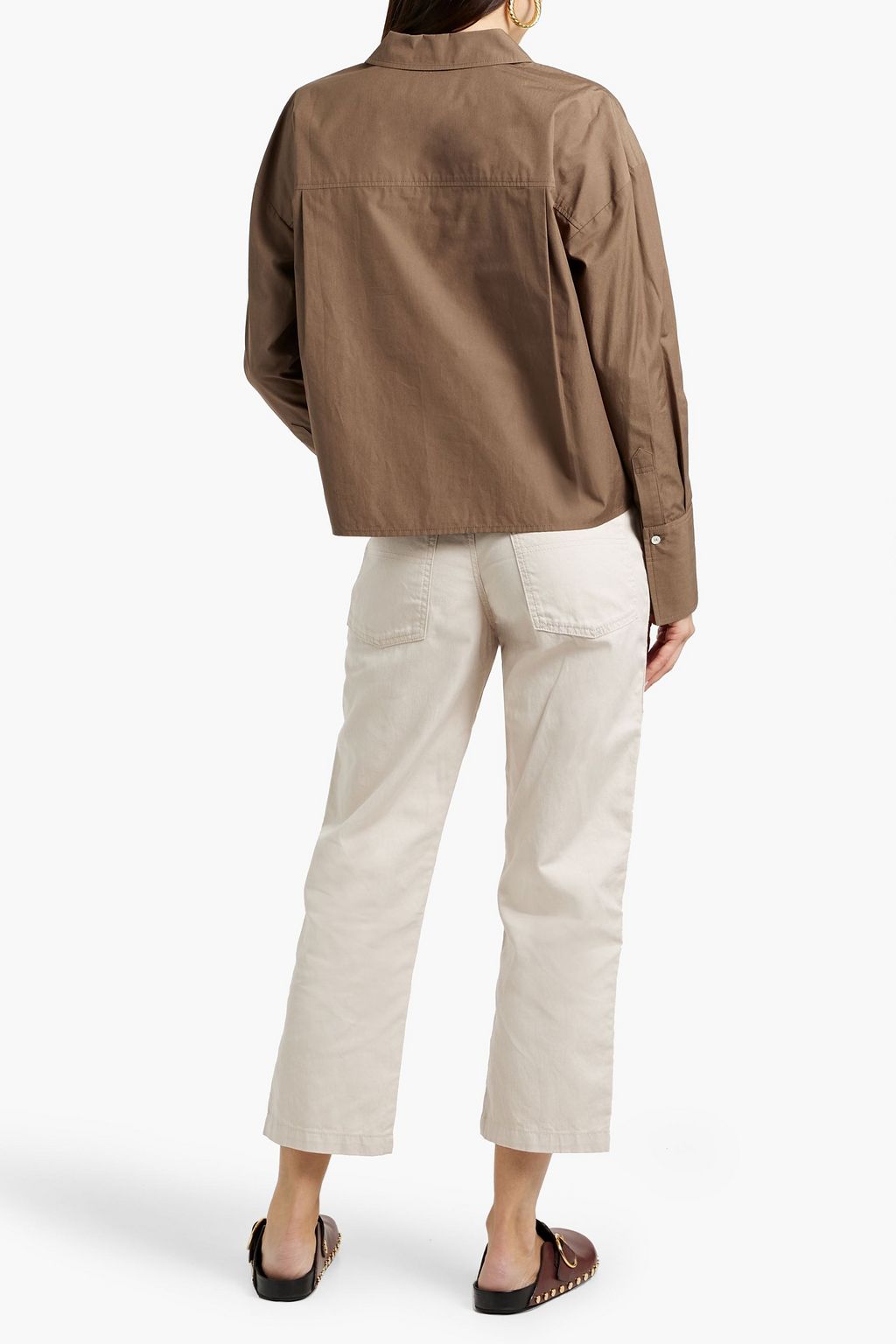 MARANT ÉTOILE Pandore cropped cotton and linen-blend straight-leg pants