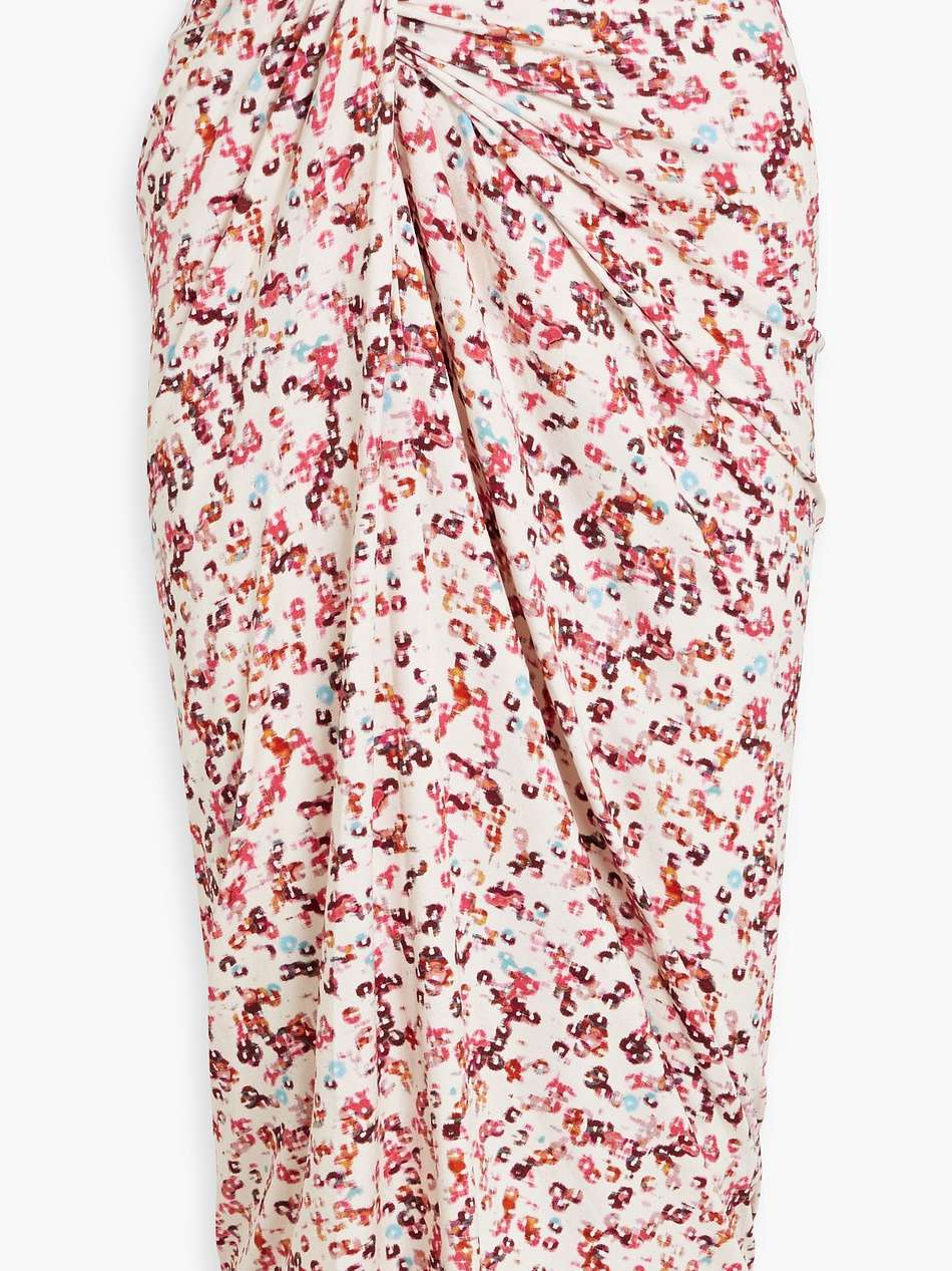 jeldia draped printed stretch-jersey midi skirt