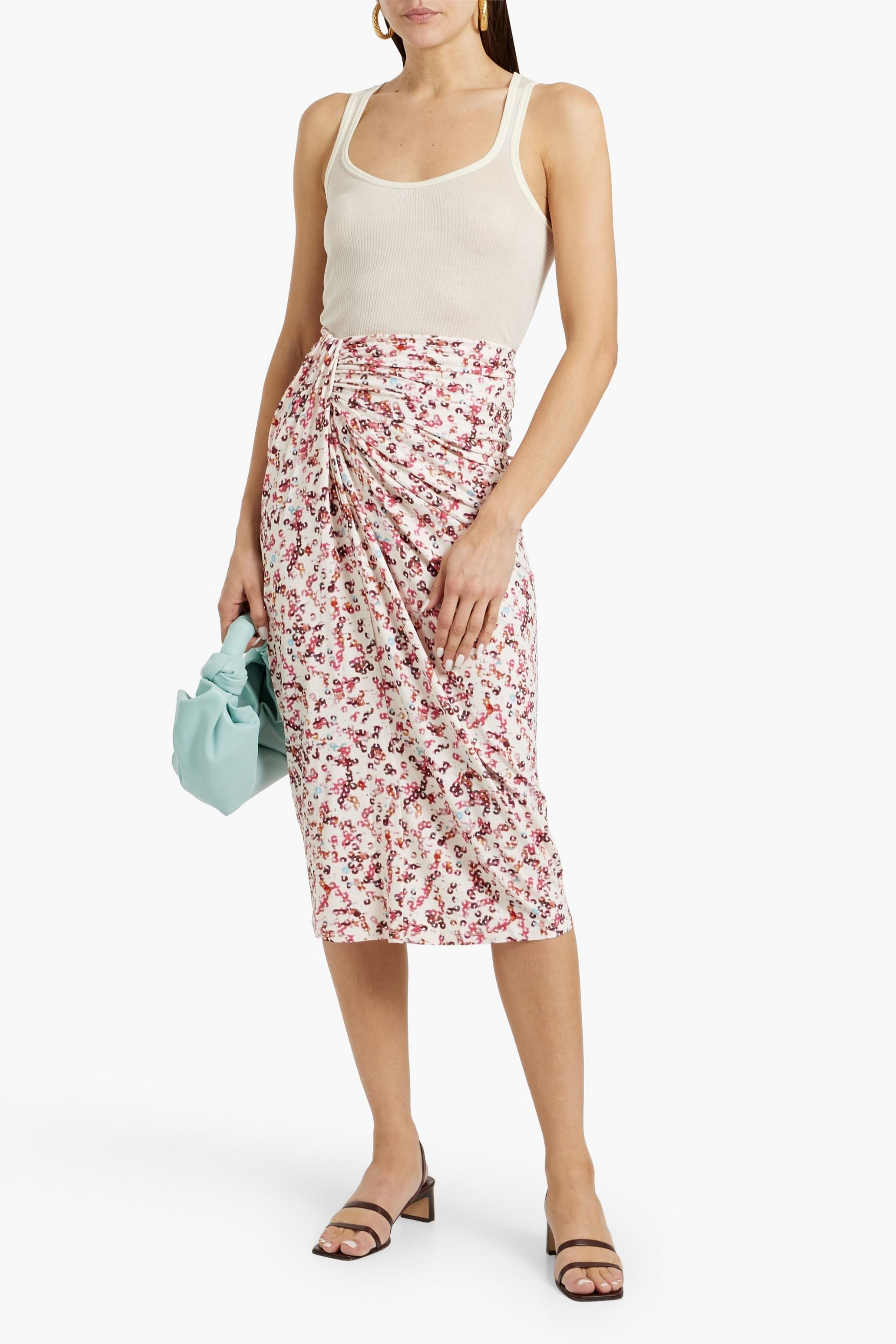 Marant Étoile Jeldia draped printed stretch-jersey midi skirt