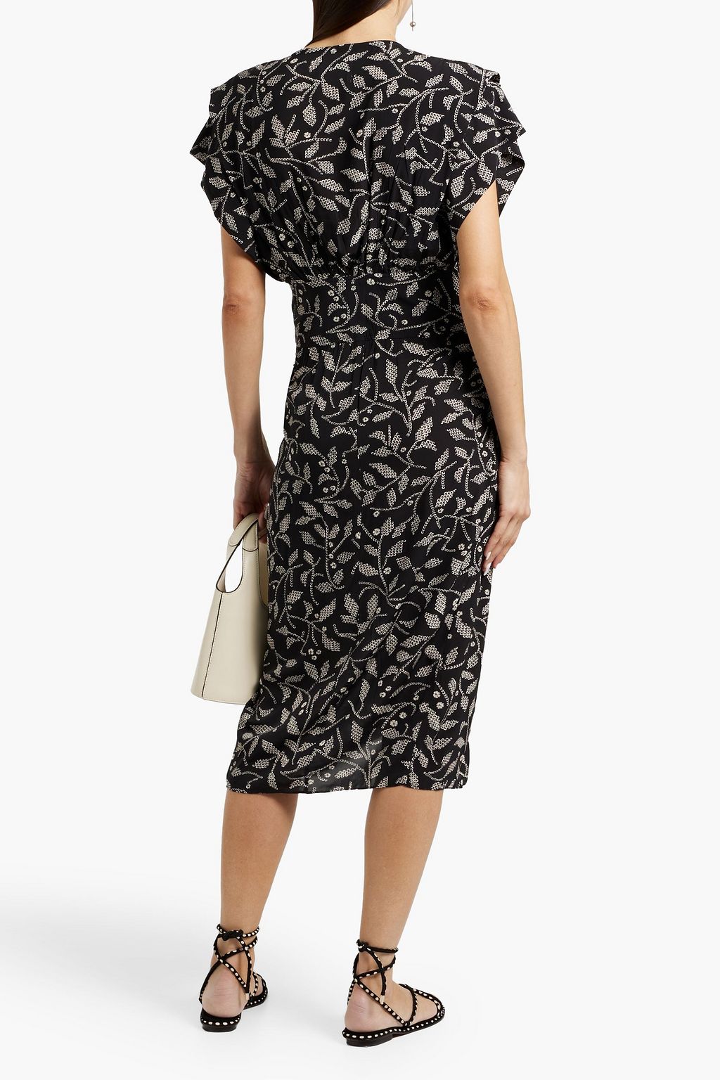 MARANT ÉTOILE Almeya pleated printed crepe midi dress
