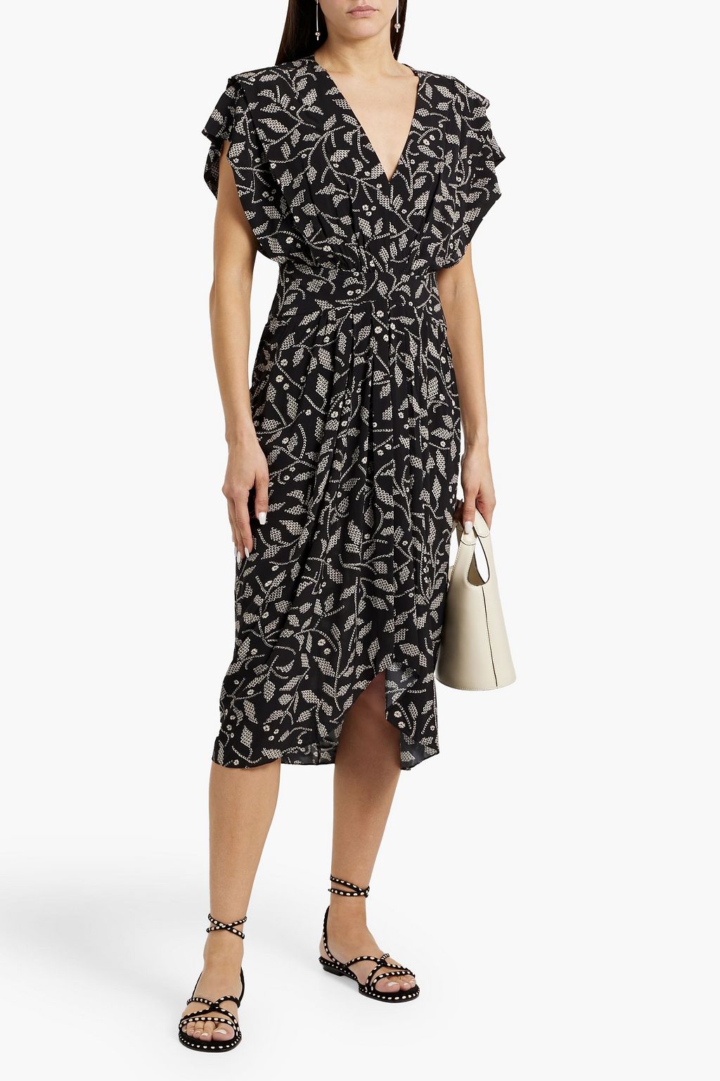 MARANT ÉTOILE Almeya pleated printed crepe midi dress