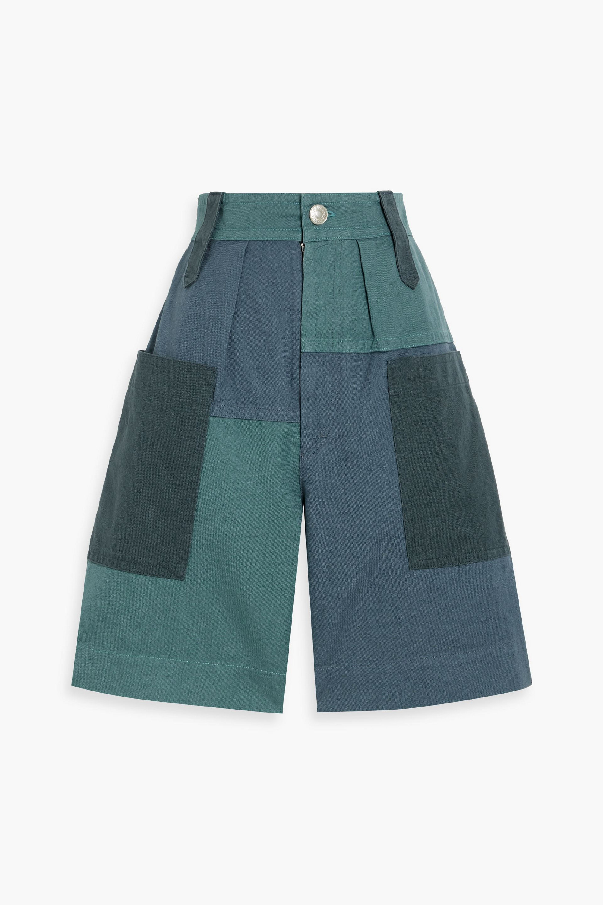 Marant Étoile Kalerna patchwork-effect cotton and linen-blend canvas shorts