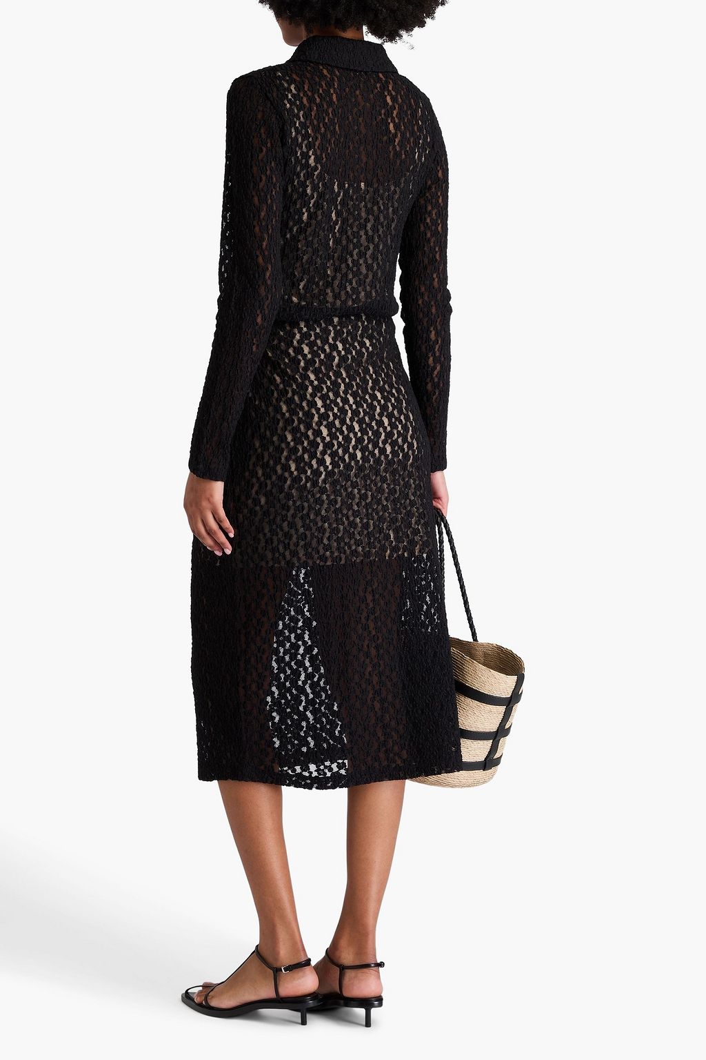 VINCE. Cloqué midi skirt