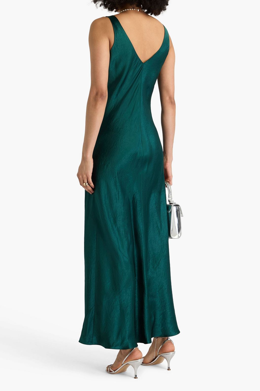 VINCE. Crinkled satin maxi slip dress